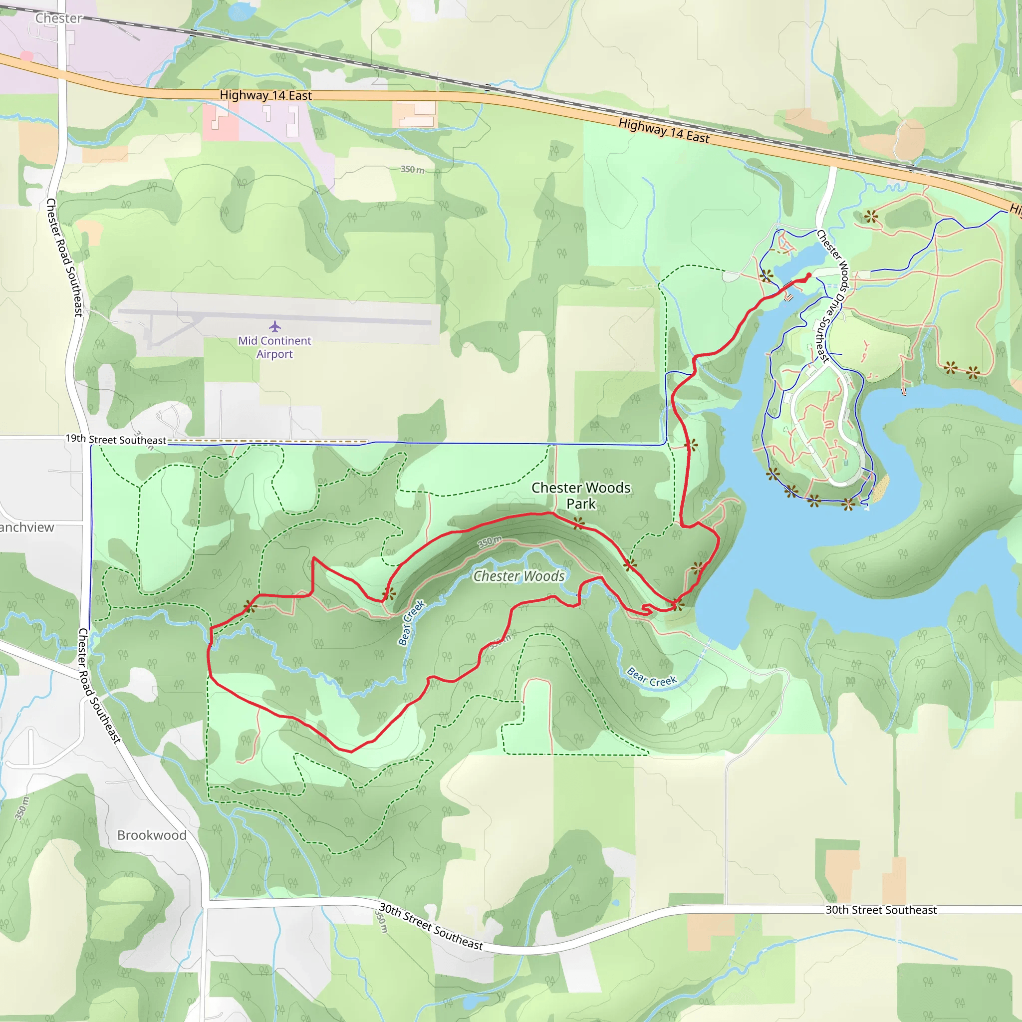 Chester Lake - Sand Prairie - Prairie Ridge - Dam Overlook Loop Trail mobile static map