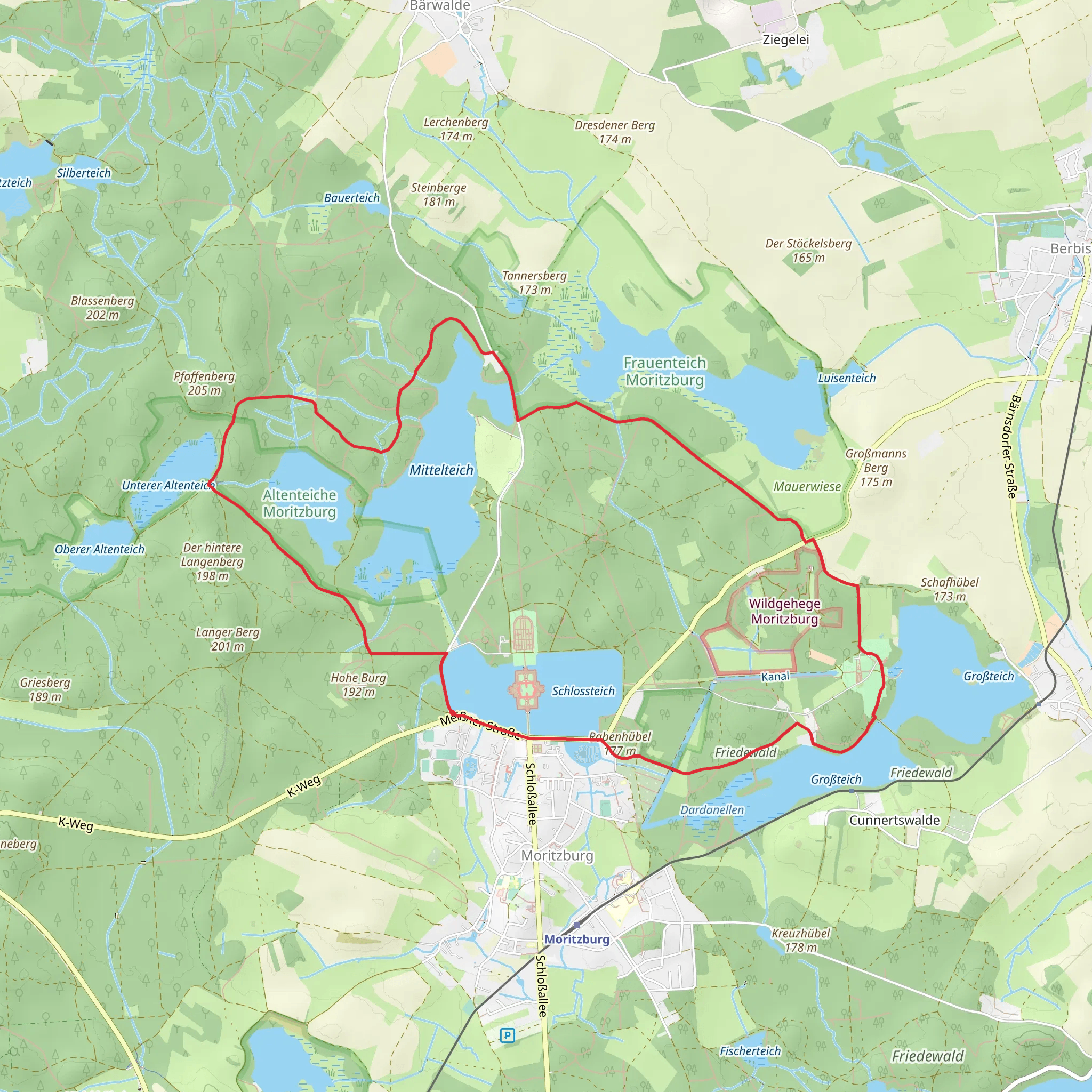 Mittelteich and Schlossteich via Koenigs-Rundweg mobile static map