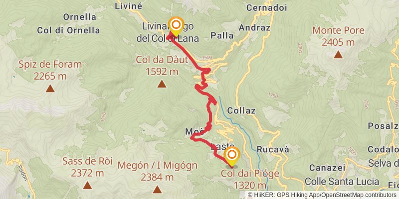 Camino Delle Dolomiti stage 11 Map