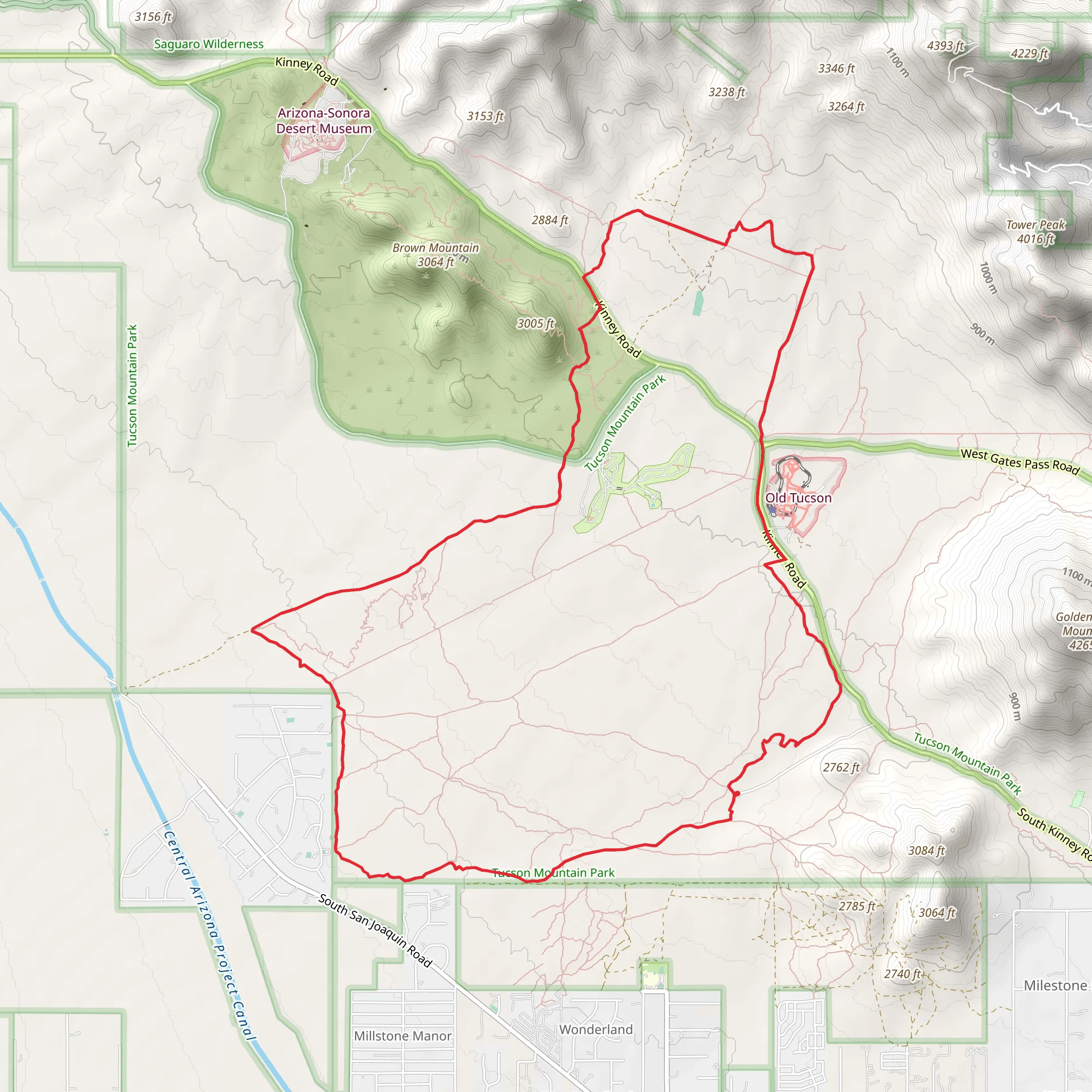 Ironwood Trail Prospector Trail and Orcutt Trail Loop mobile static map