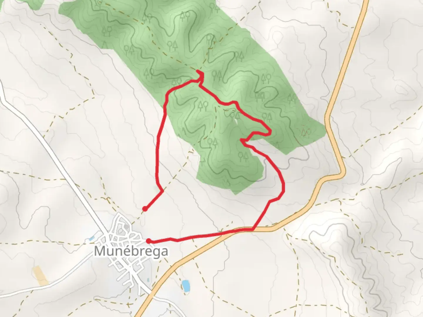 An image depicting the trail Route of the Hermitages and the Fountains of Munébrega SL Z 21 and its surrounding area.