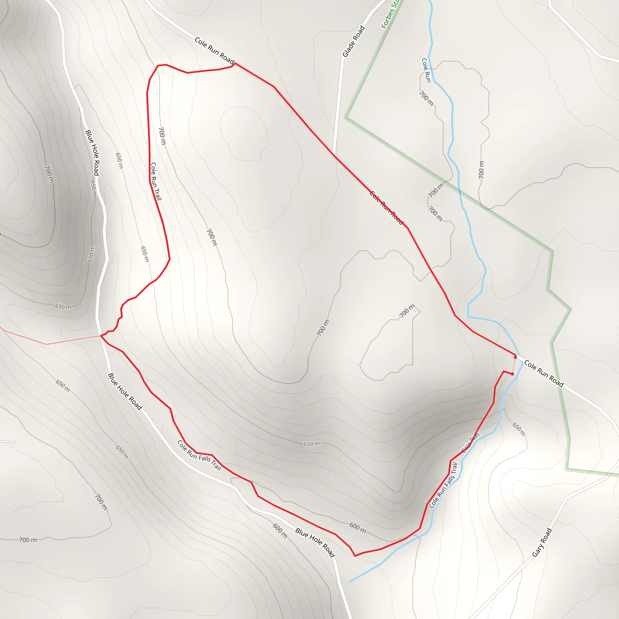 Cole Run Loop mobile static map