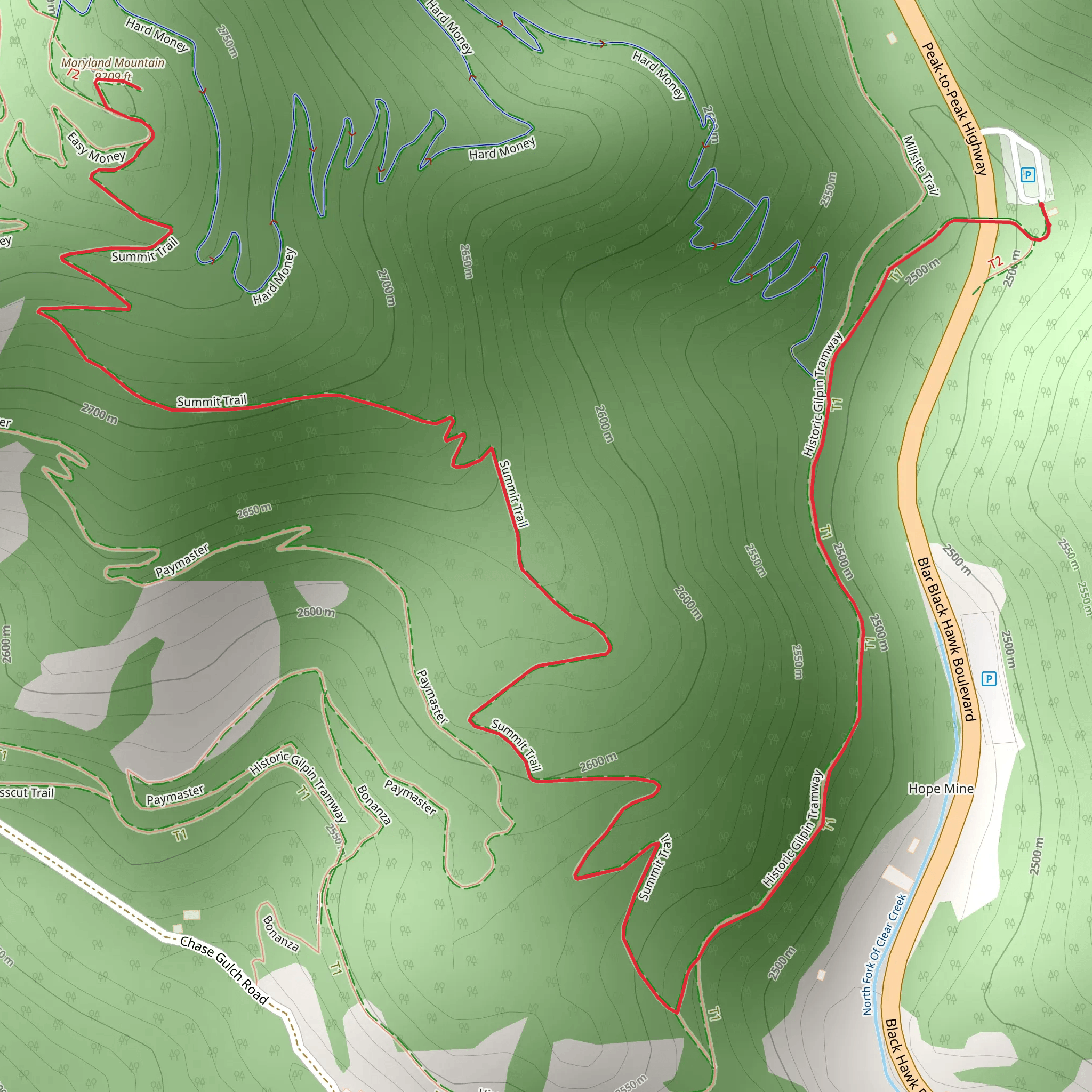 Maryland Mountain via Historic Gilpin Tramway and Summit Trail mobile static map