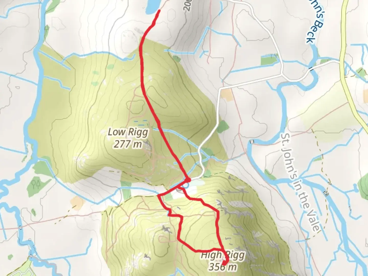 An image depicting the trail High Rigg and Tewet Tarn Loop and its surrounding area.