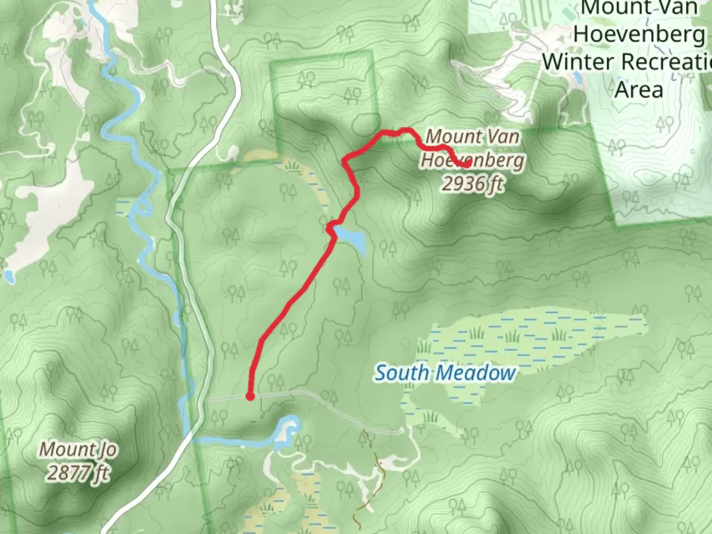 An image depicting the trail Mount Van Hoevenberg Trail and its surrounding area.