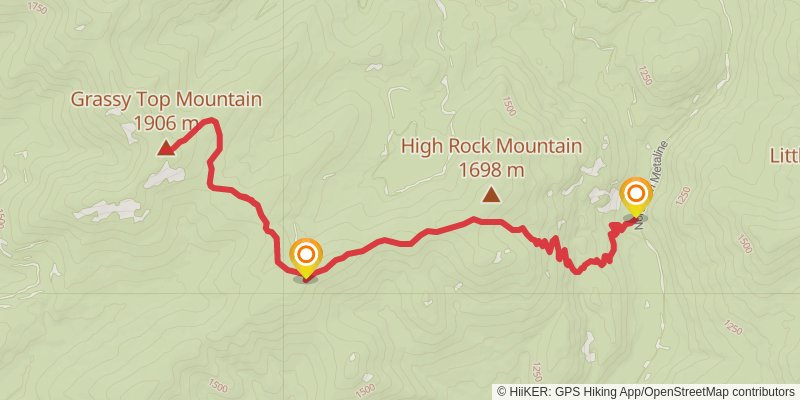 North Fork Grassy Top Trail stage 2 Map