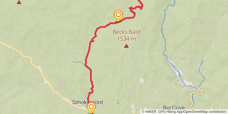 Smokemont to Hughes Ridge Trail via BMT stage 2 Map