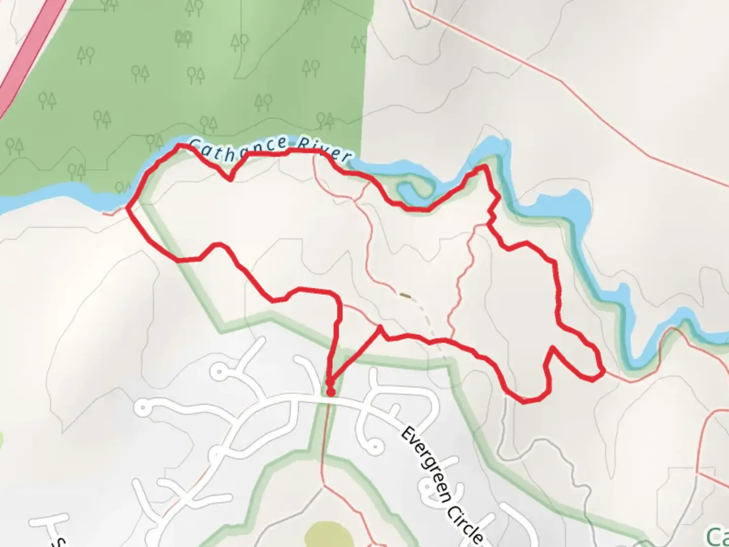 An image depicting the trail Cathance River Loop and its surrounding area.