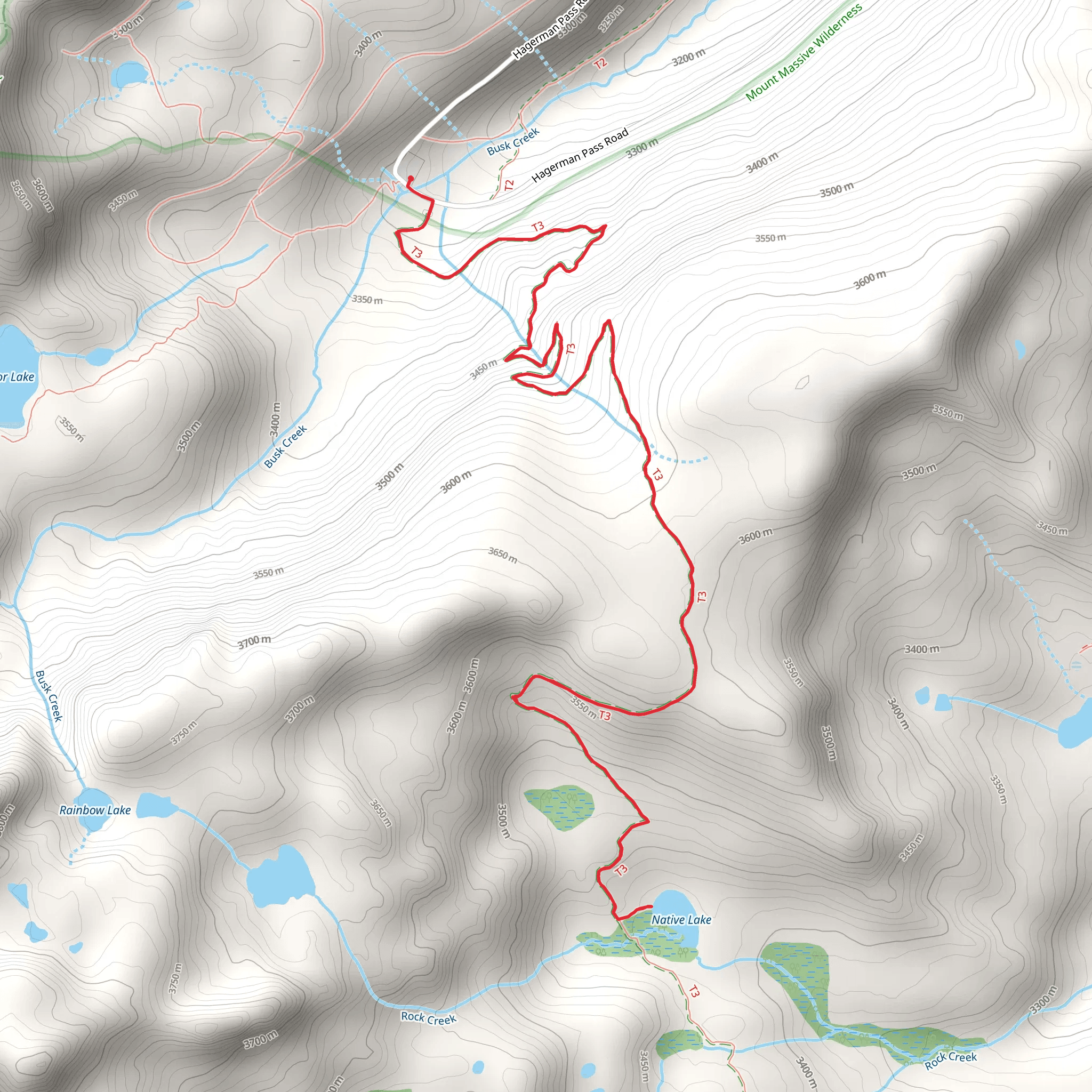 Native Lake via Highline Trail mobile static map