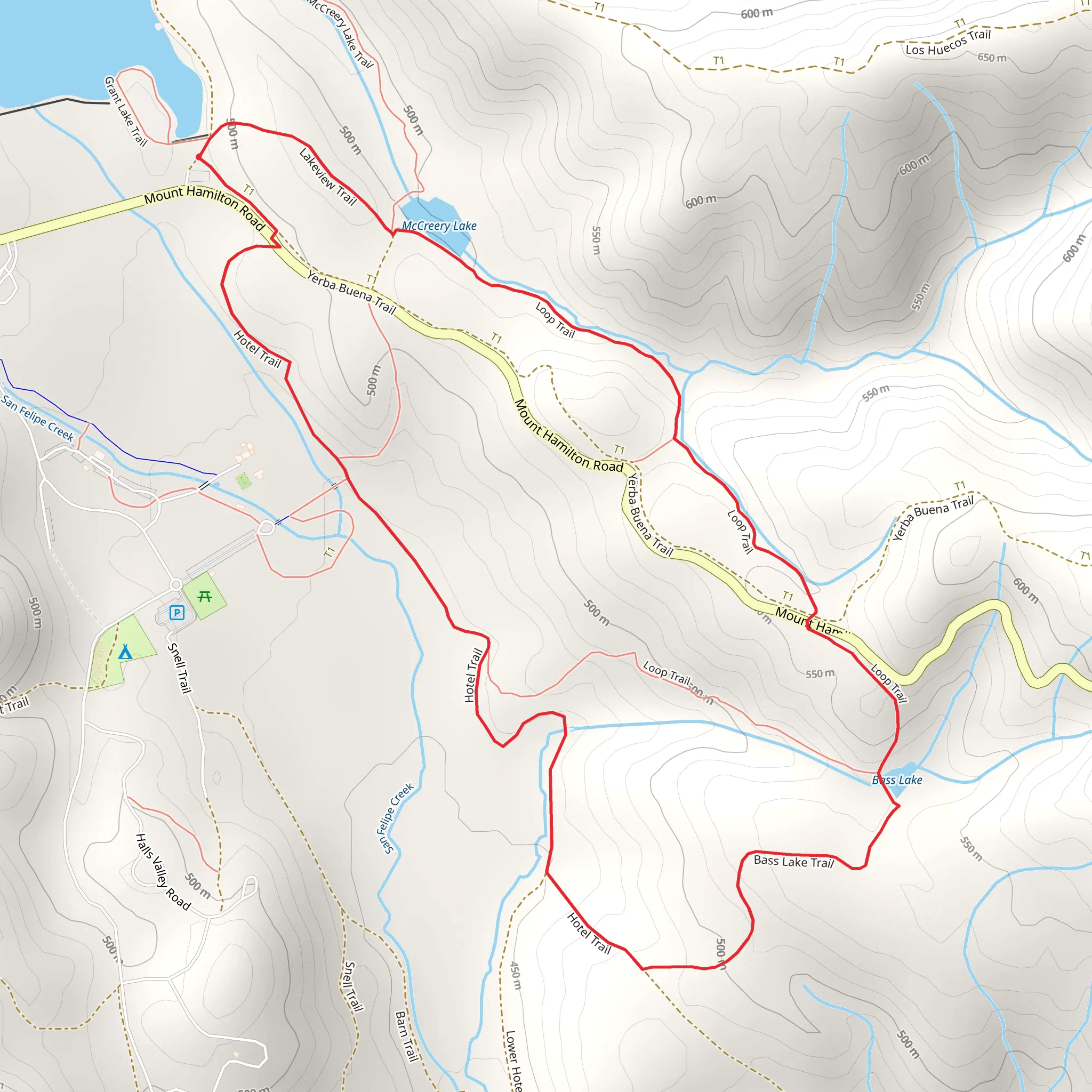 McCreery Lake and Bass Lake Loop Trail mobile static map