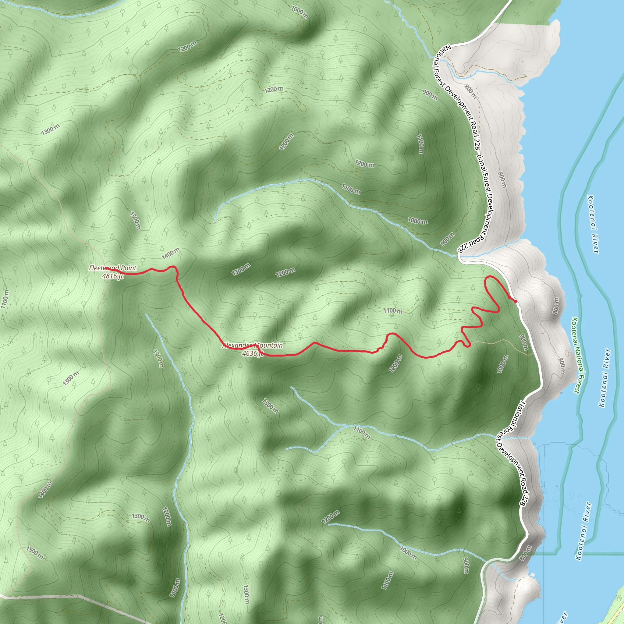 Alexander Mountain Trail mobile static map