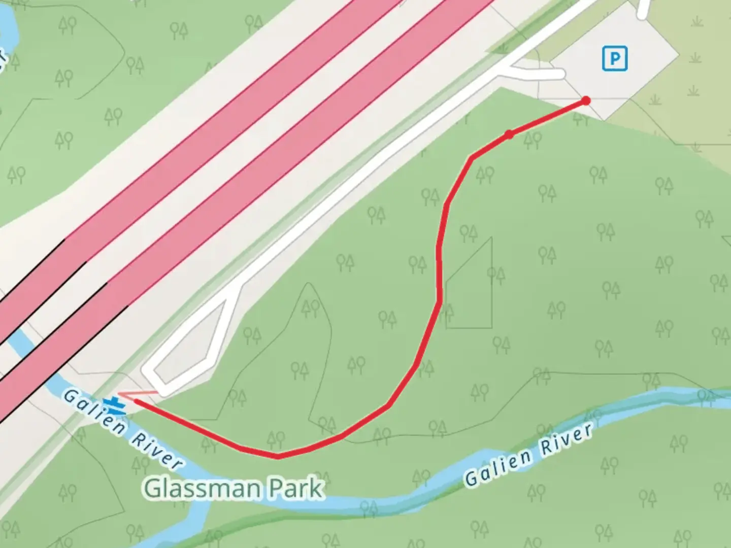 An image depicting the trail Galien River and its surrounding area.