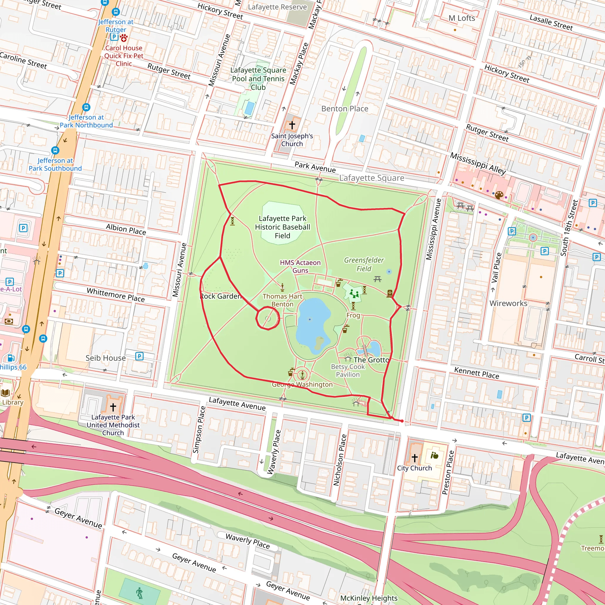 Lafayette Park Loop mobile static map
