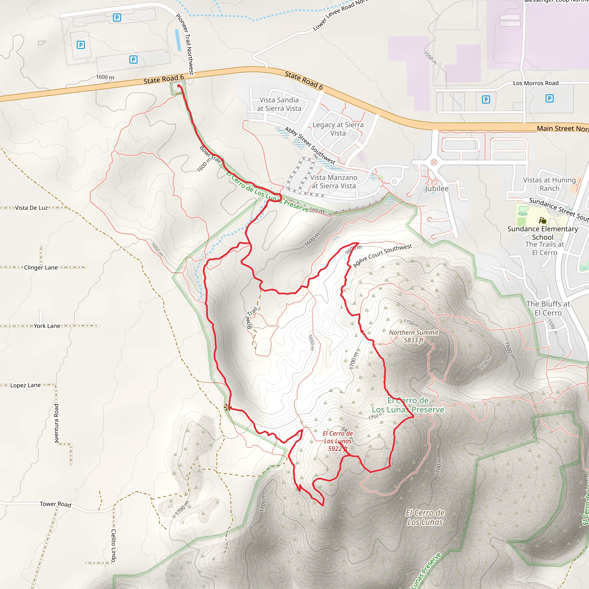 El Cerro de Los Lunas Loop mobile static map