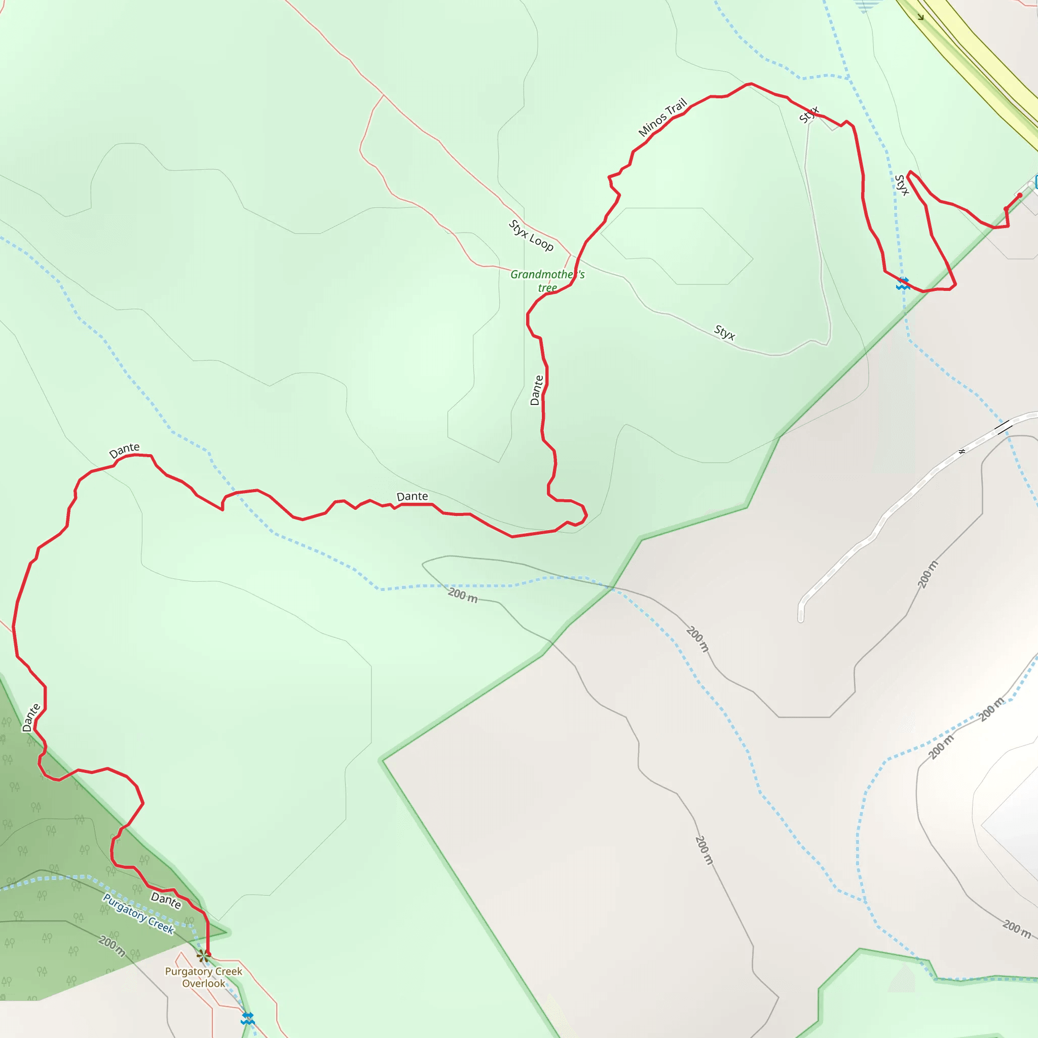 Minos Trail and Dante's Trail mobile static map