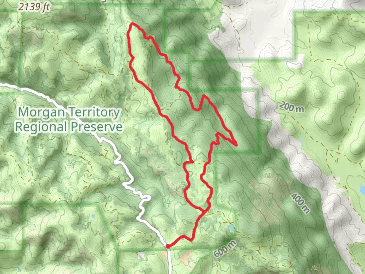 An image depicting the trail Volvon, Miwok and Blue Oak Loop Trail and its surrounding area.