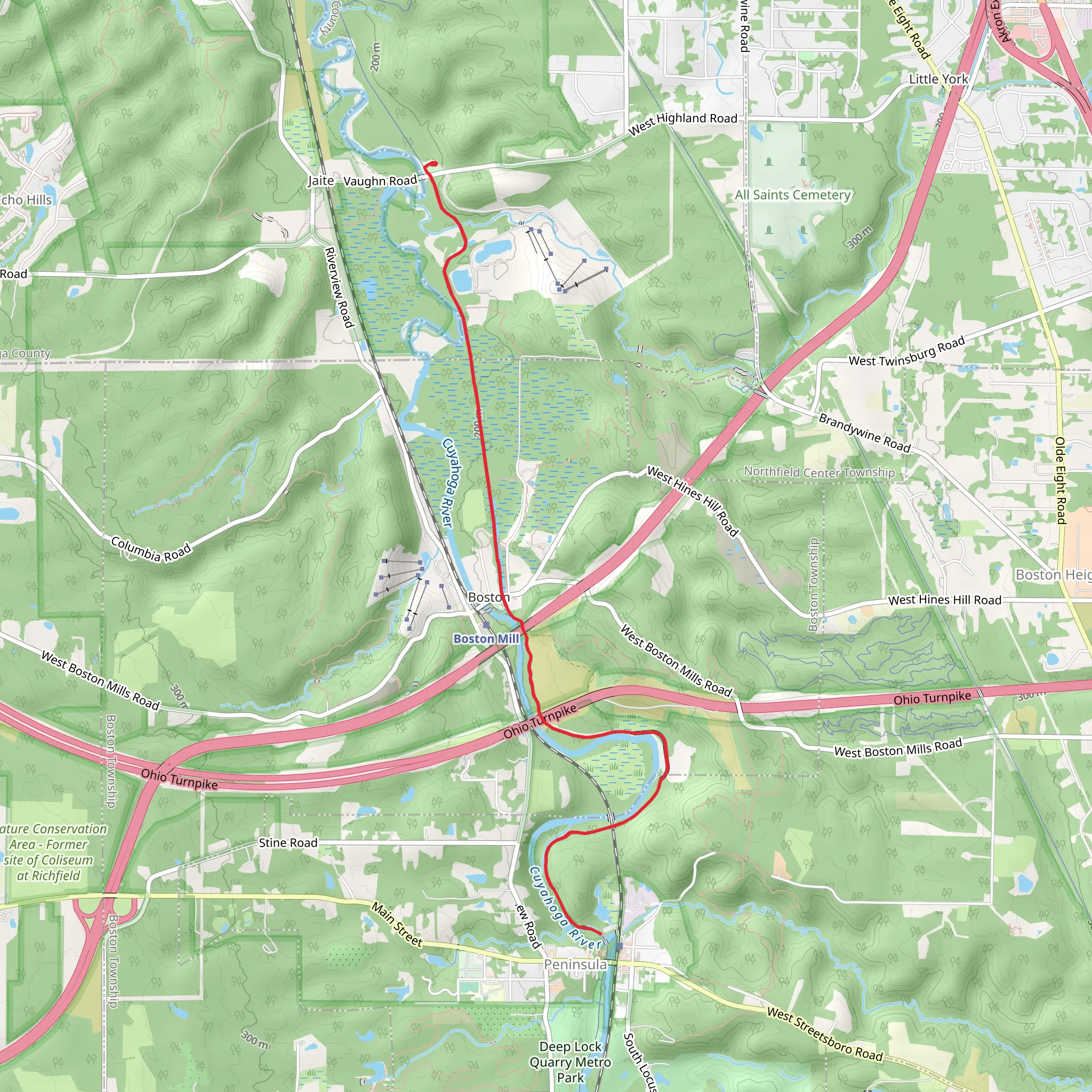 Ohio and Erie Canal Towpath Trail along Cuyahoga River mobile static map