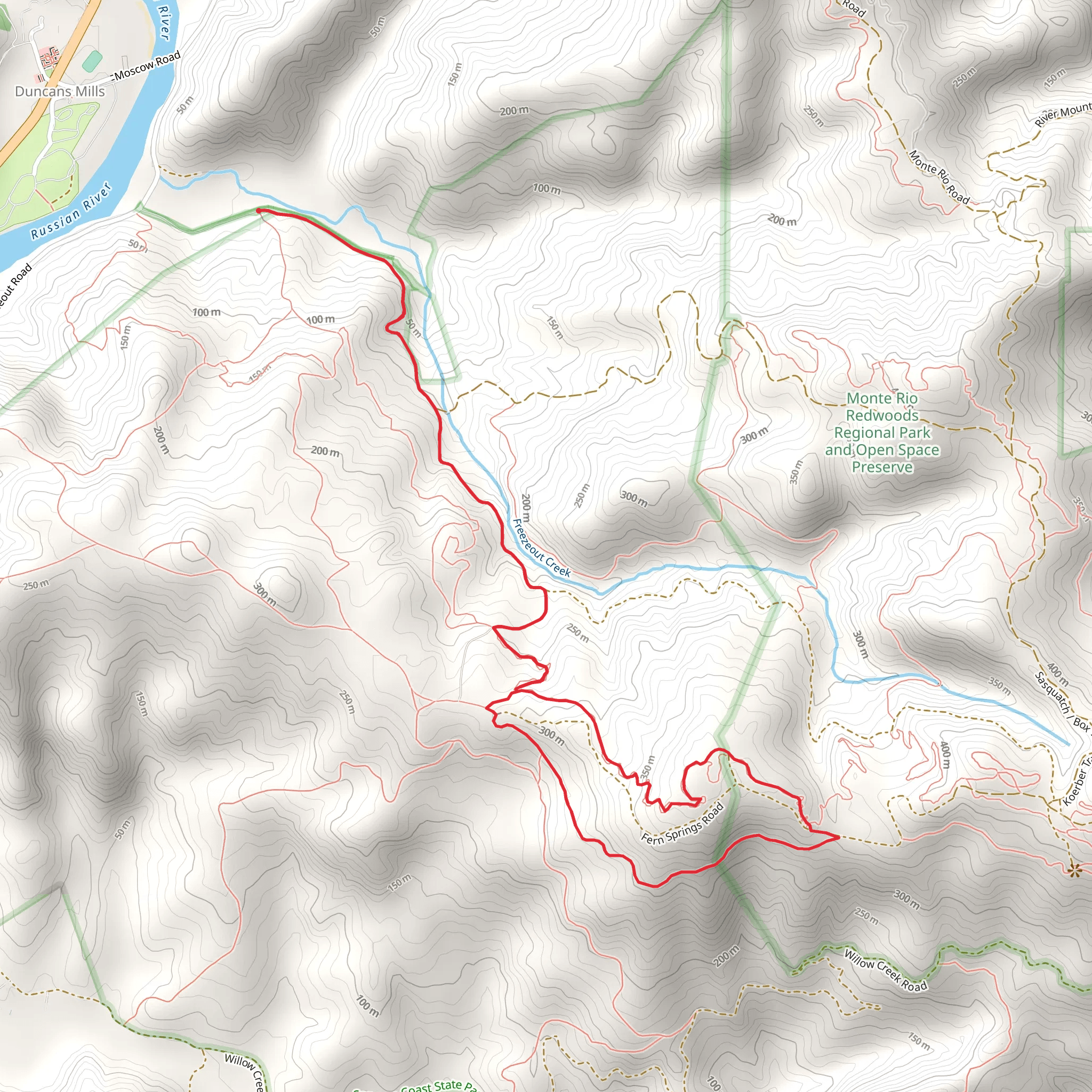 Upper Freezeout Road, Seven Springs and Blair Witch Loop Trail mobile static map