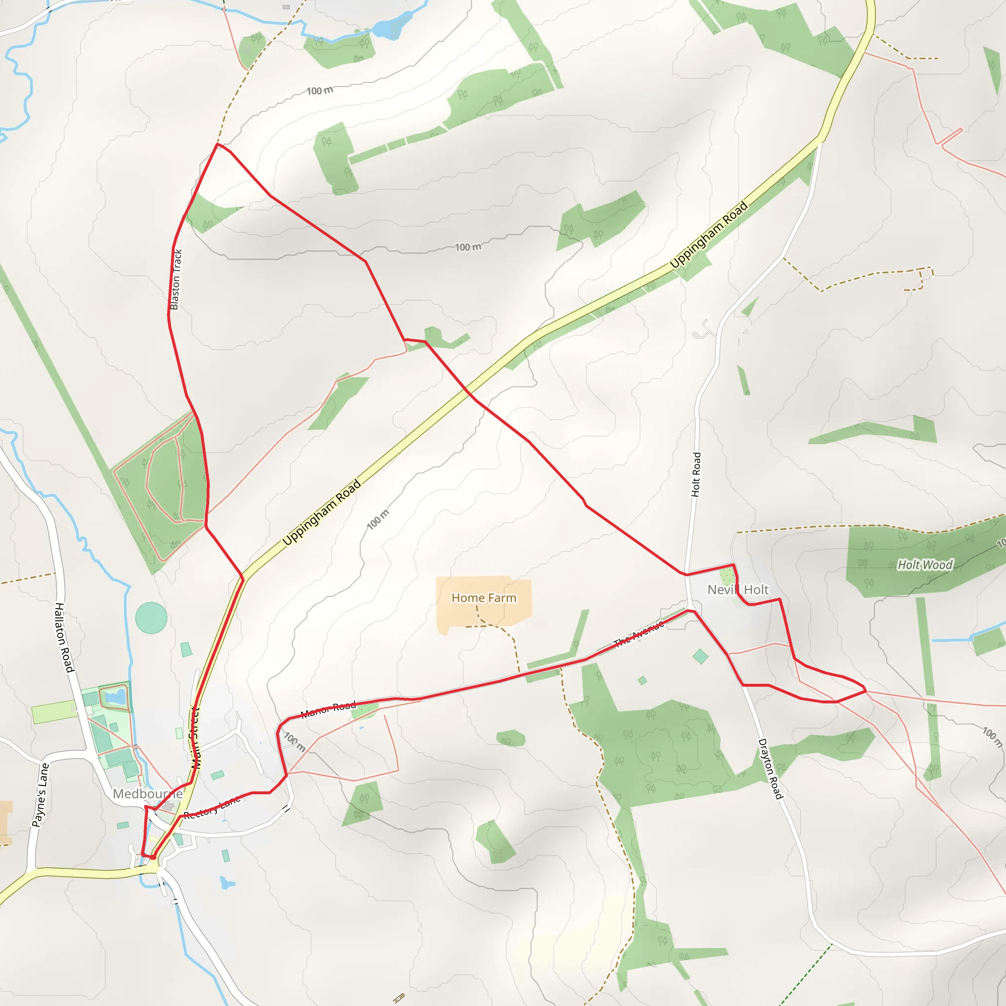 Nevill Holt and Medbourne Loop mobile static map