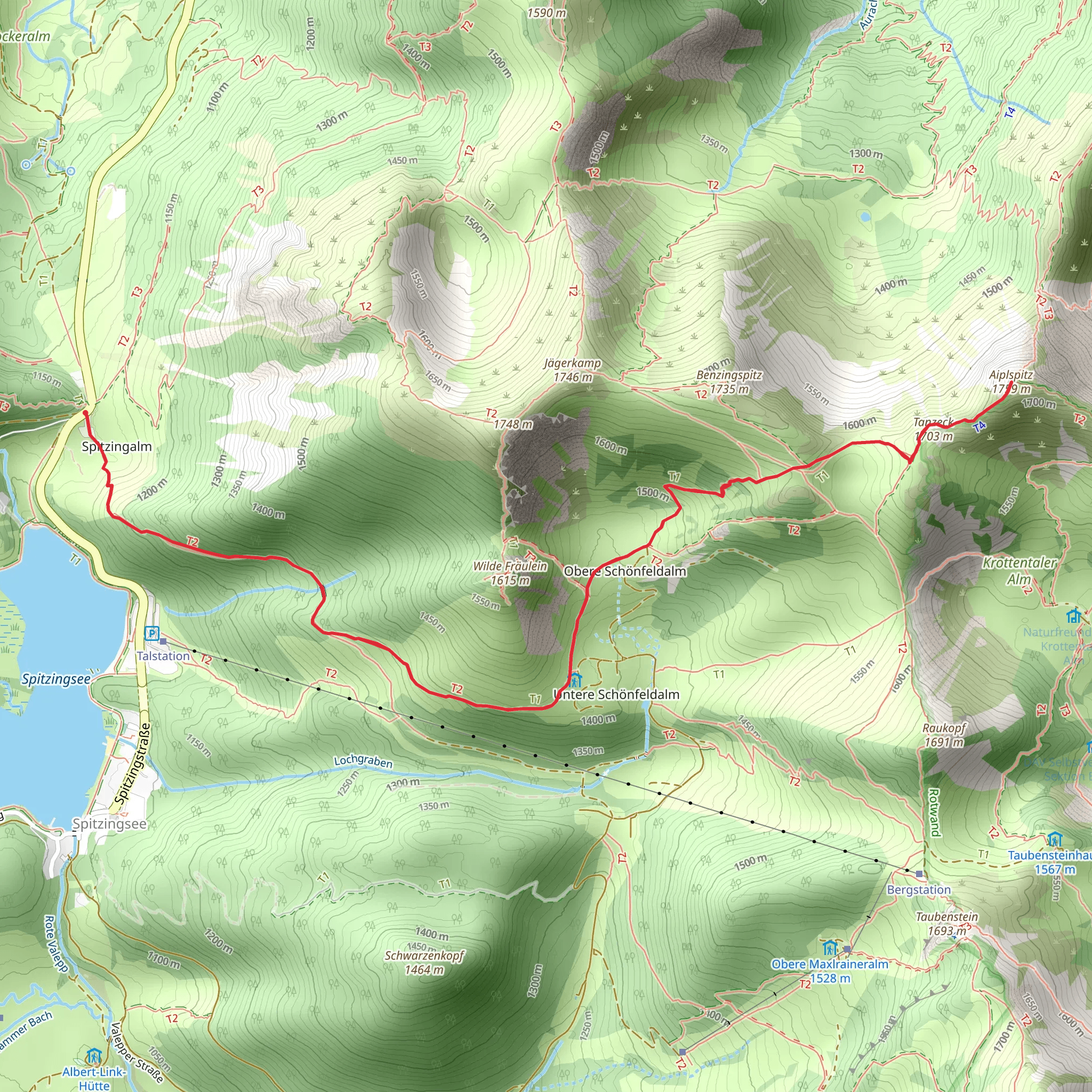 Aiplspitz and Tanzeck Peak Walk from Spitzingsee mobile static map