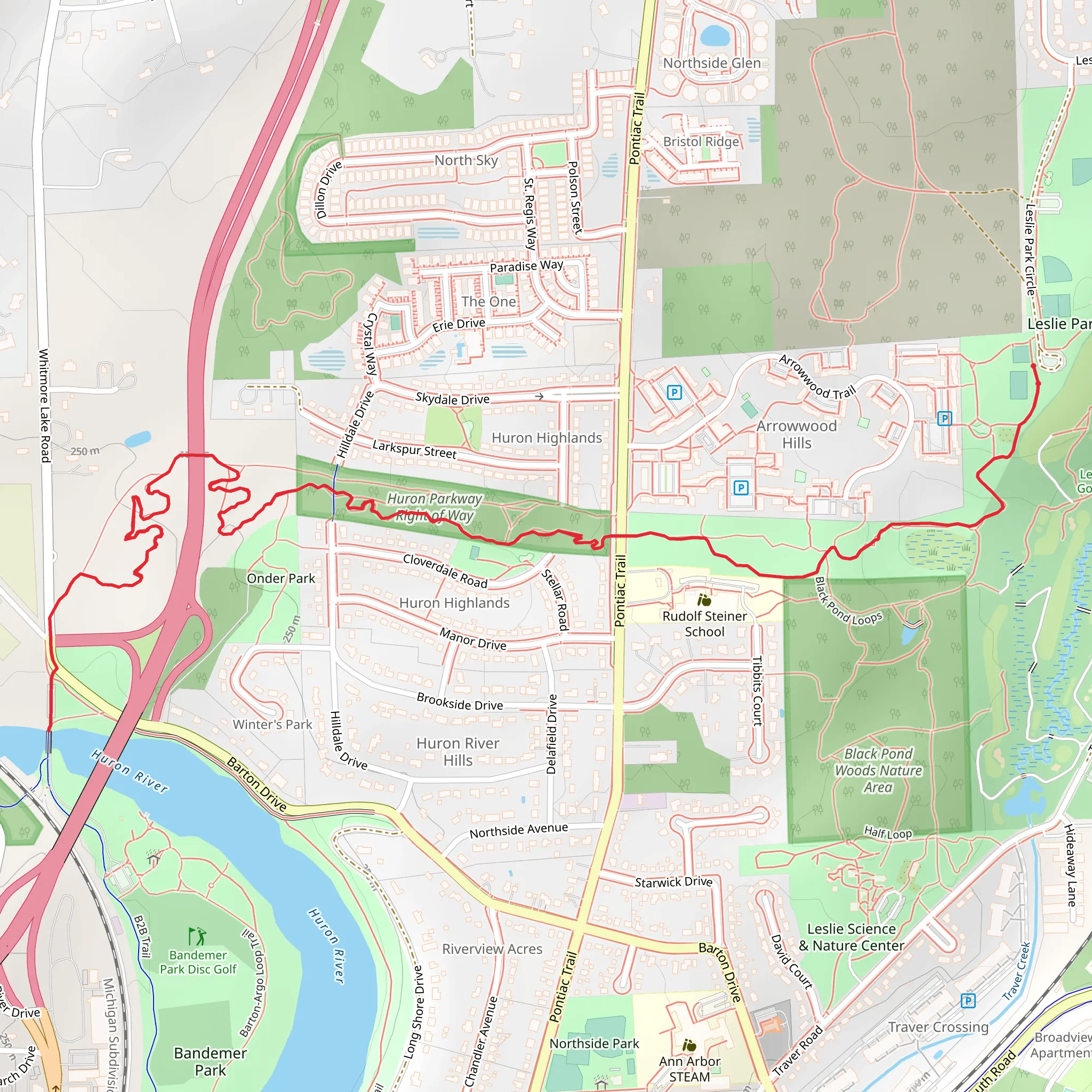 Community Food Forest at Leslie Park, Huron Parkway Right of Way and Cloverdale Park Walk mobile static map
