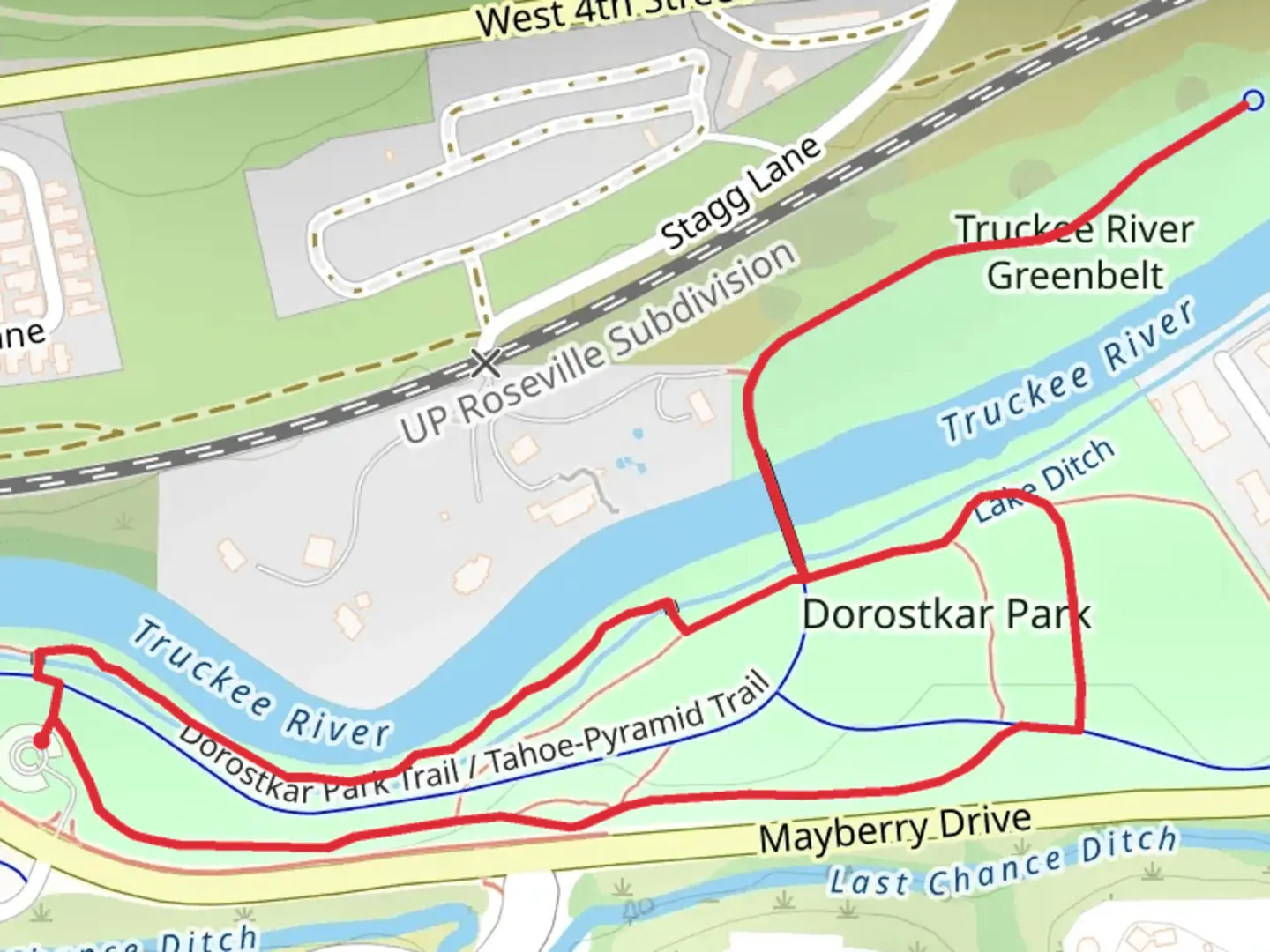 An image depicting the trail Dorostkar Park Loop via Truckee River and its surrounding area.