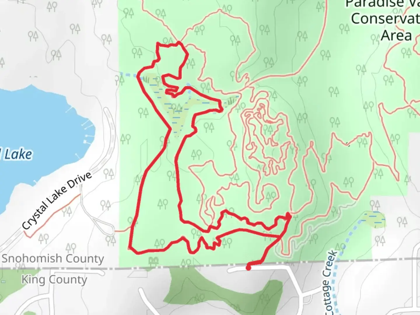 An image depicting the trail Mainline, Ephemeral and Big Leaf Loop Trail and its surrounding area.