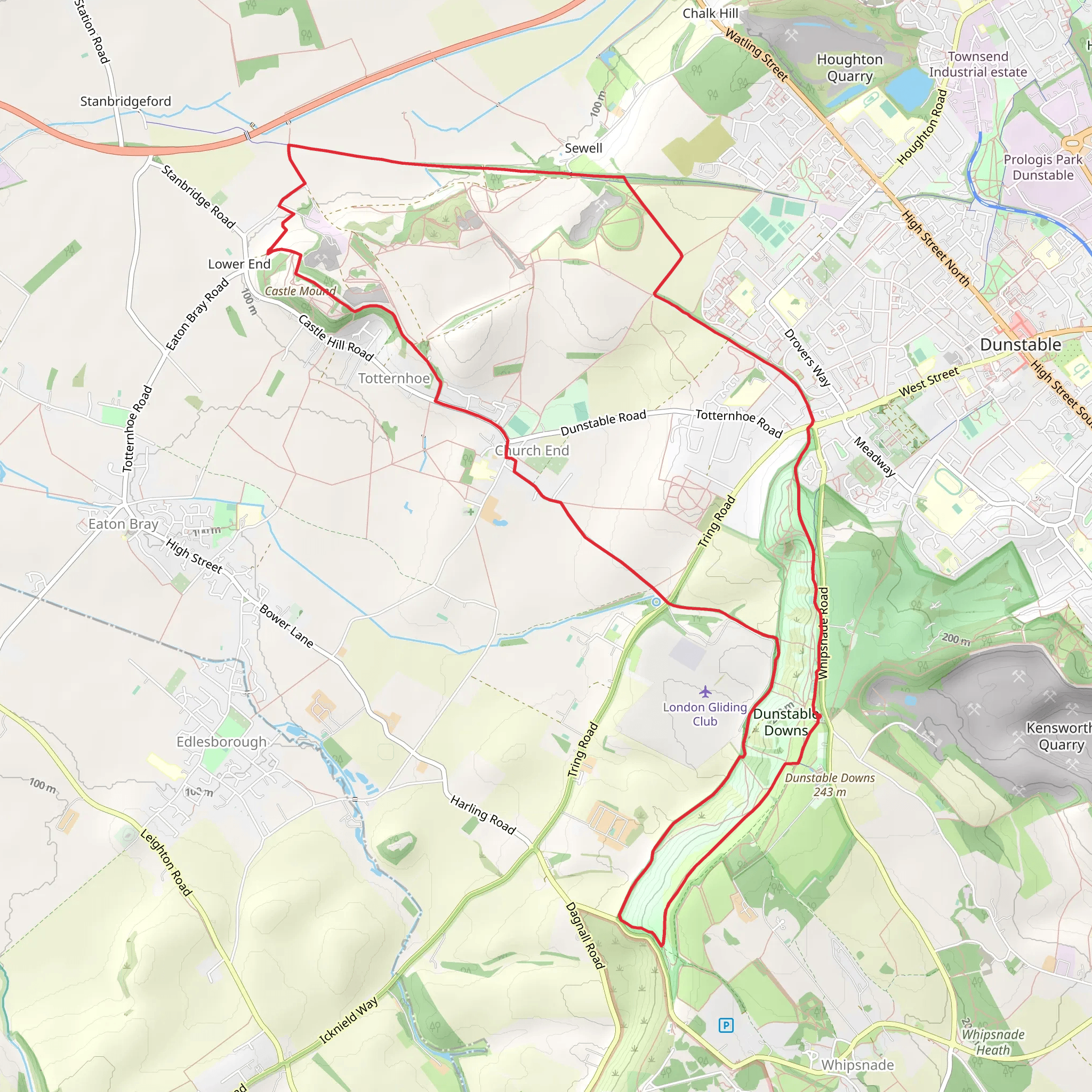 Dunstable Downs and Totternhoe from Robertson Corner mobile static map