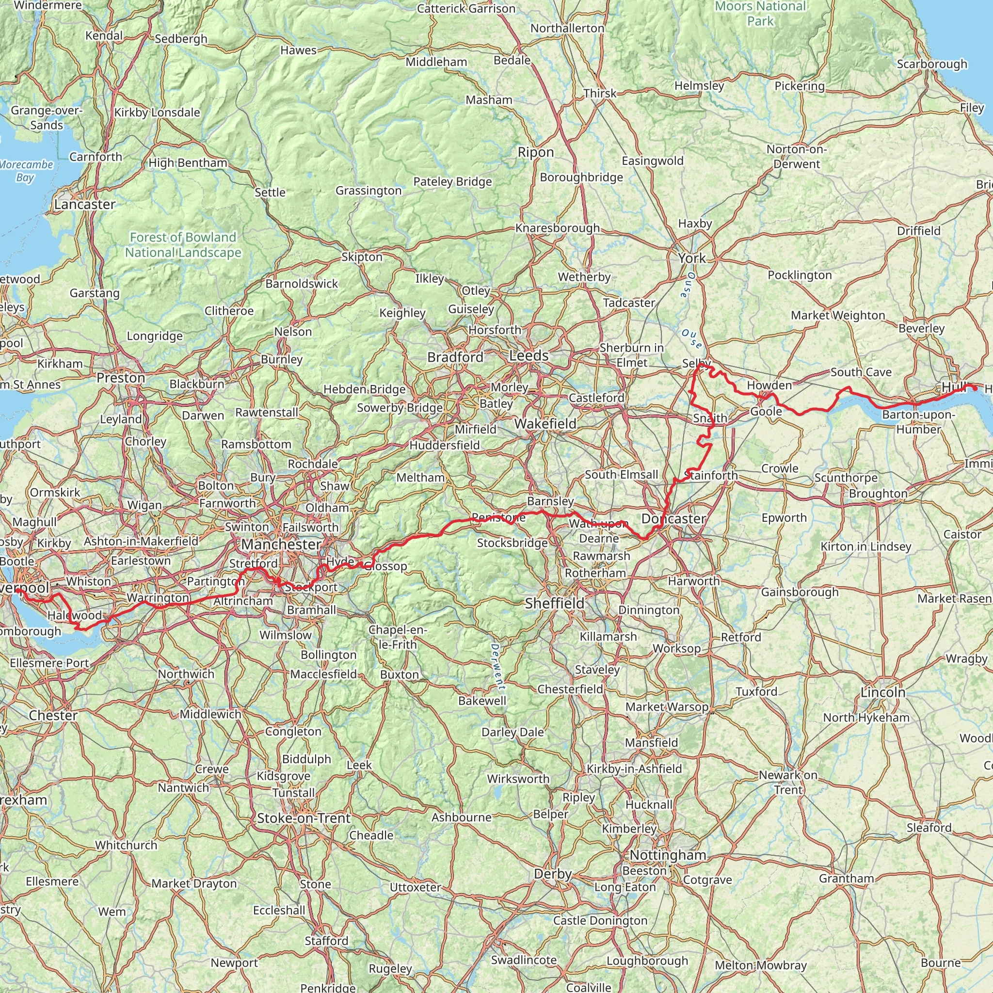 Liverpool to Hull Walk mobile static map