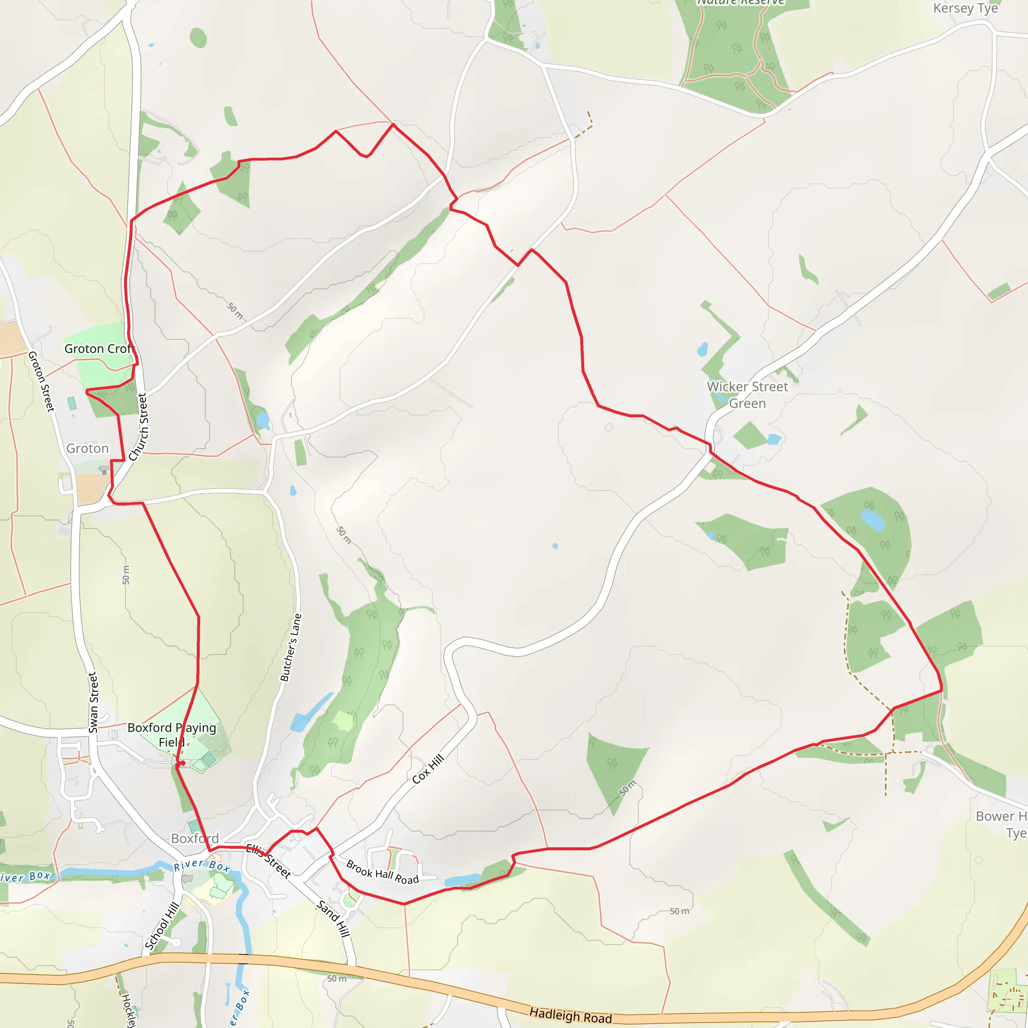 Groton Croft and Whinnyfield Wood Loop mobile static map