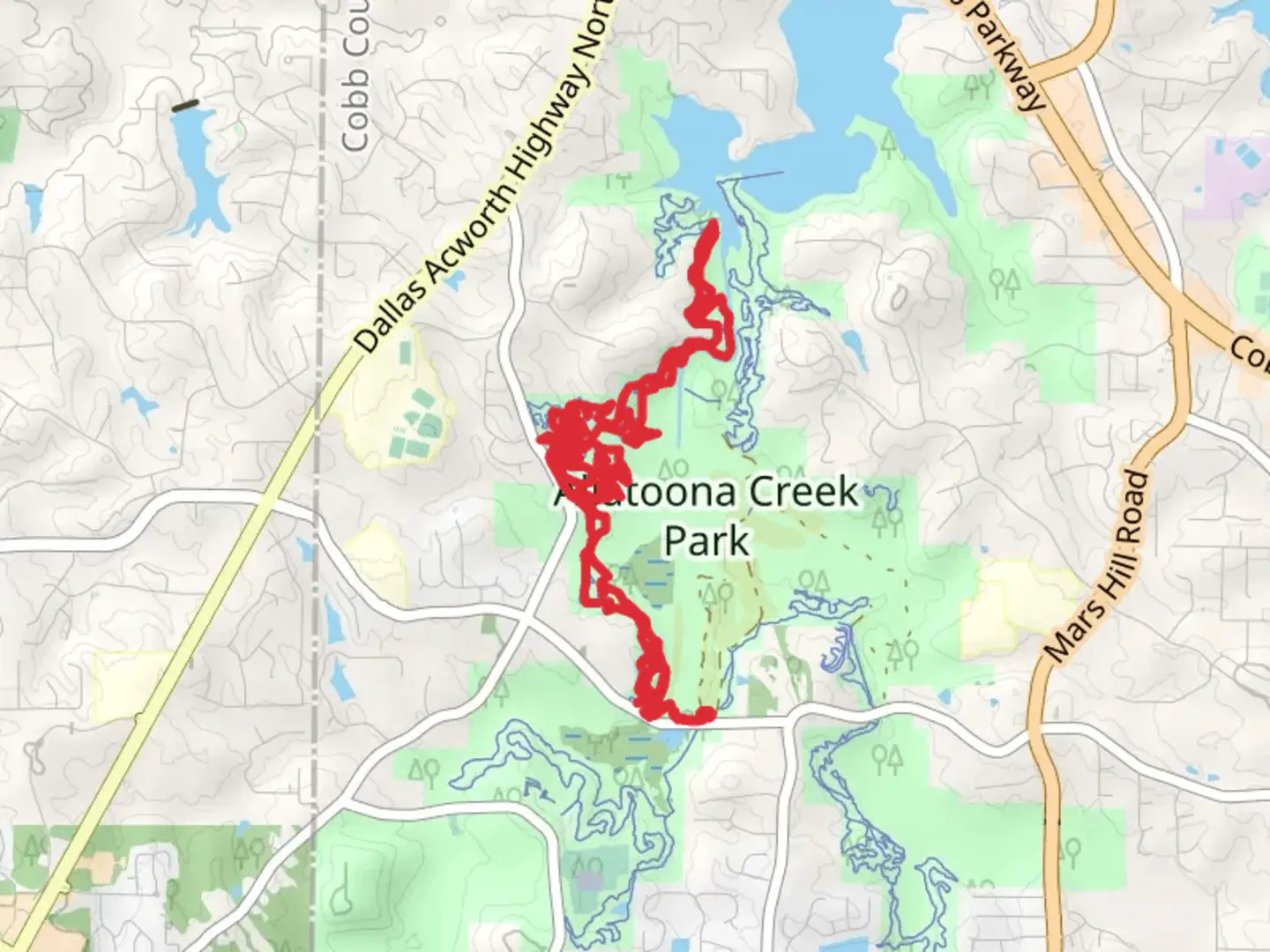 An image depicting the trail Mumbo Jumbo Connector and Hocus Pocus Loop and its surrounding area.