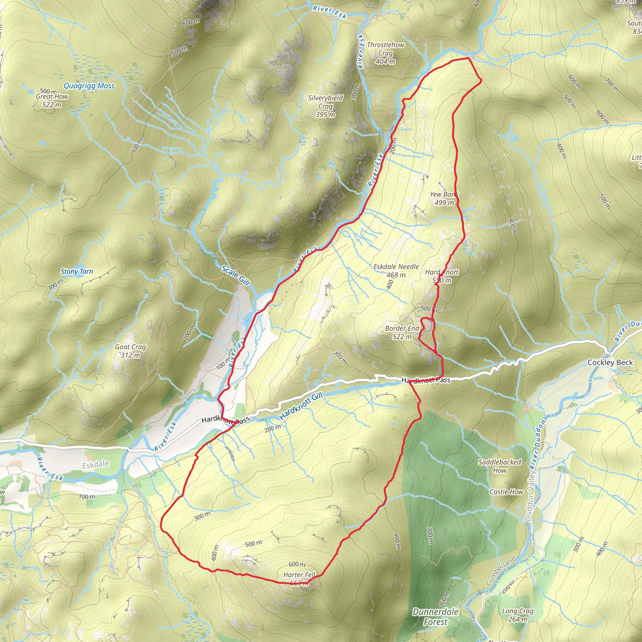 Harter Fell Loop via Hard Knot mobile static map