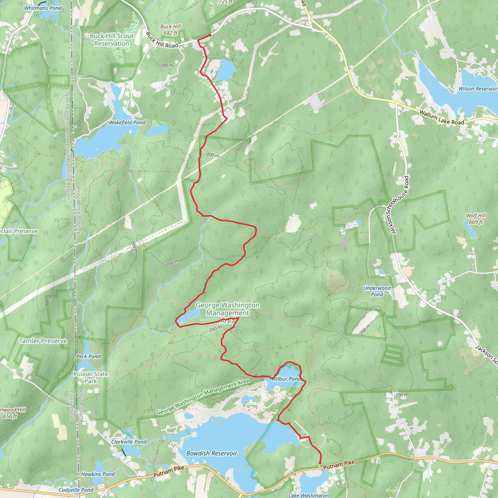 Wilbur Pond via North South Trail mobile static map