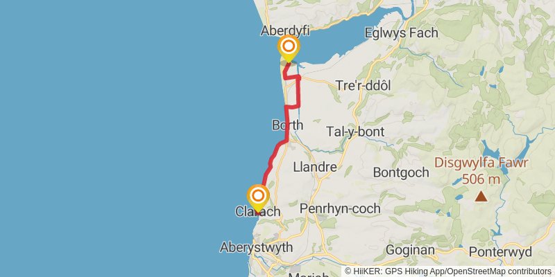 Ceredigion Coast Path stage 6 Map