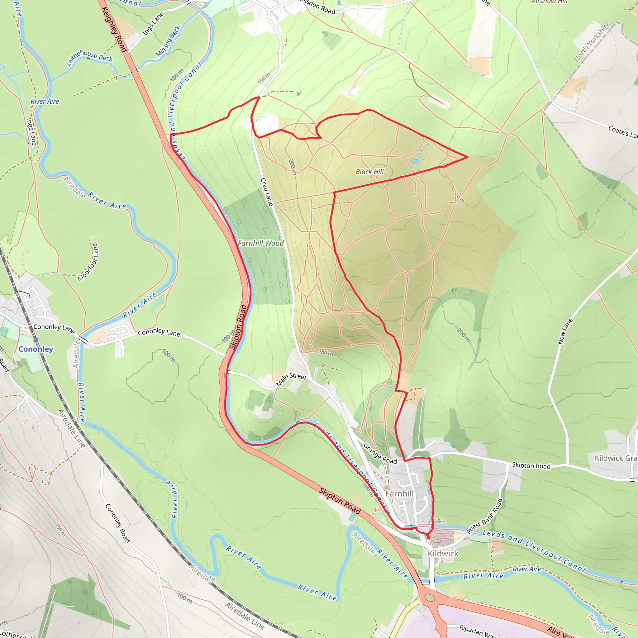 Farnhill Moor from Kildwick mobile static map