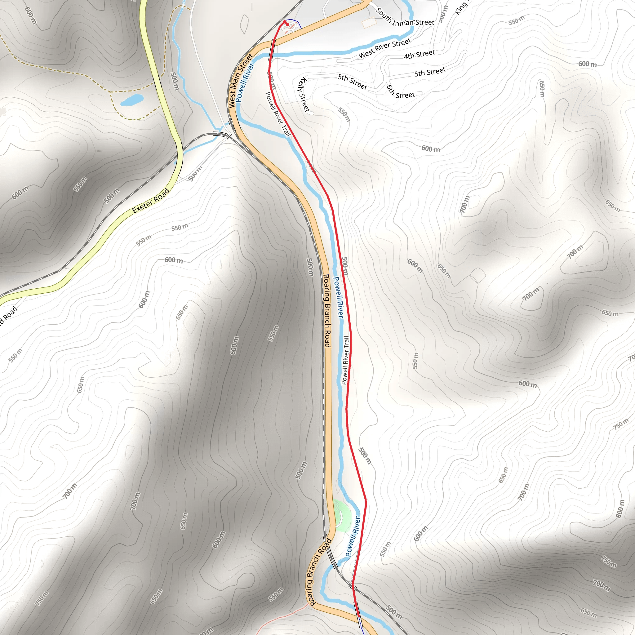 North Branch Powell River Walk along mobile static map