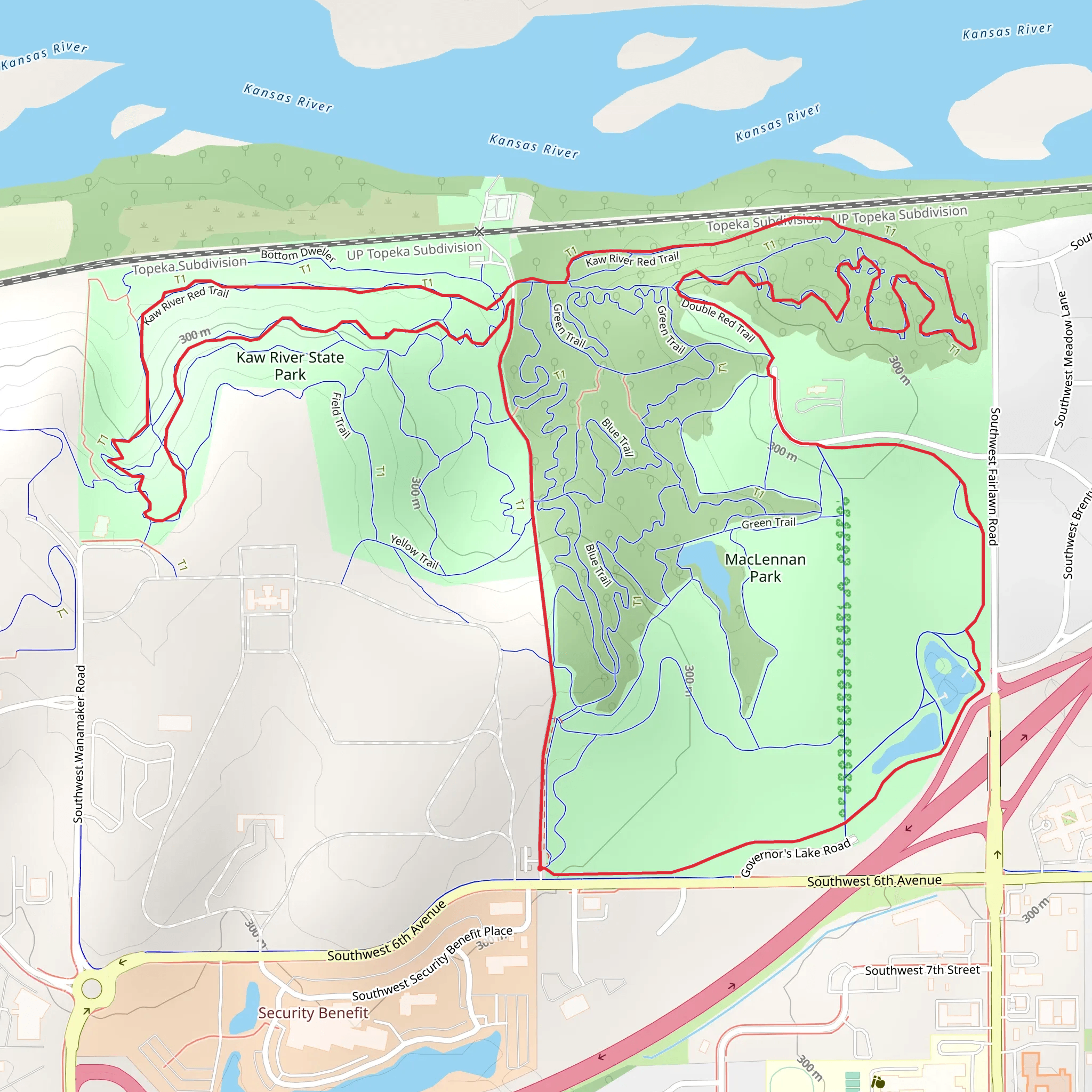 Kaw River Red Loop Trail mobile static map