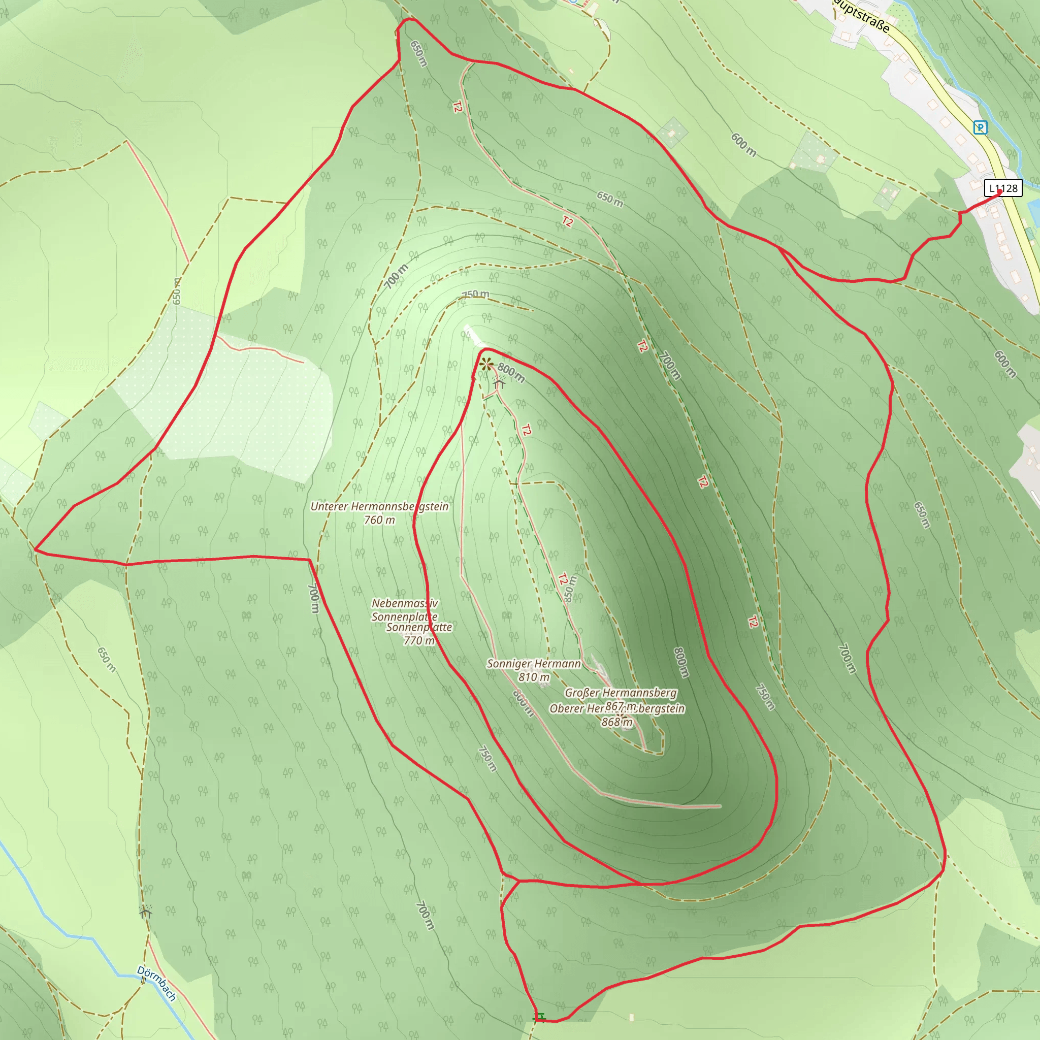 Großer Hermannsberg Loop from Am alten Rain mobile static map
