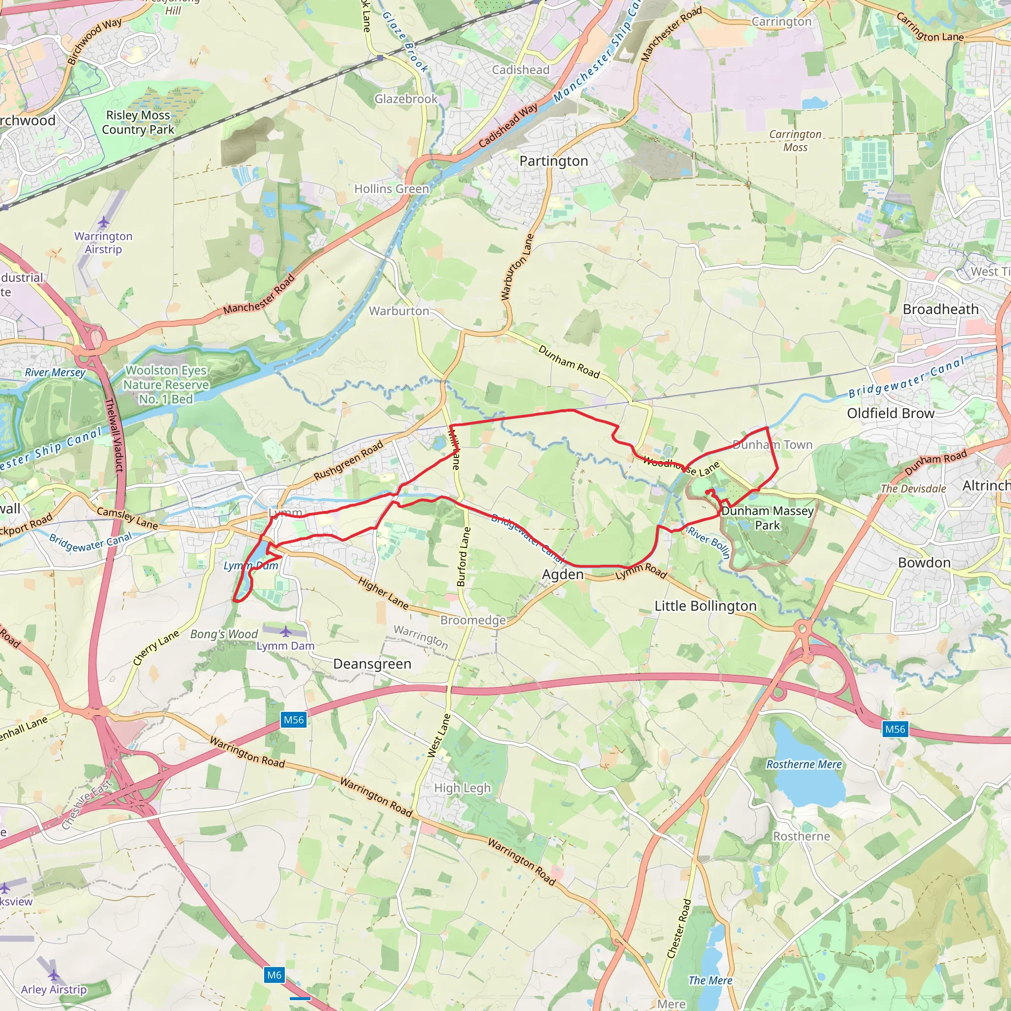 Dunham Massey Gardens and Lymm Dam Loop Walk mobile static map