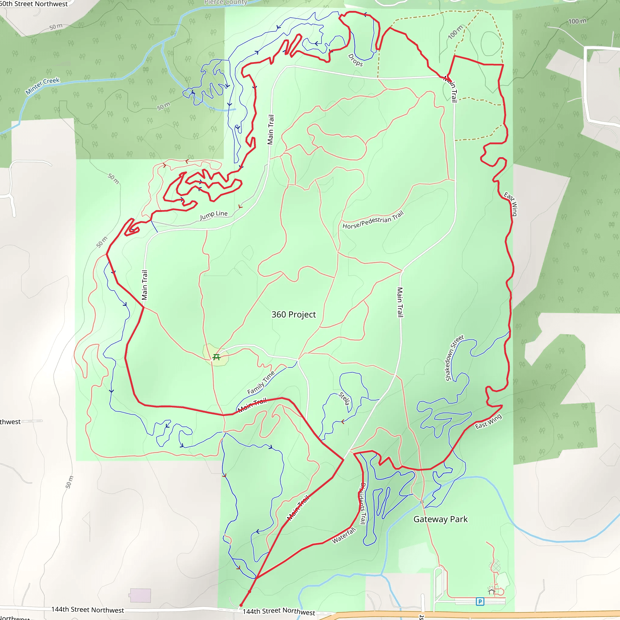 Main Trail and East Wing Loop mobile static map