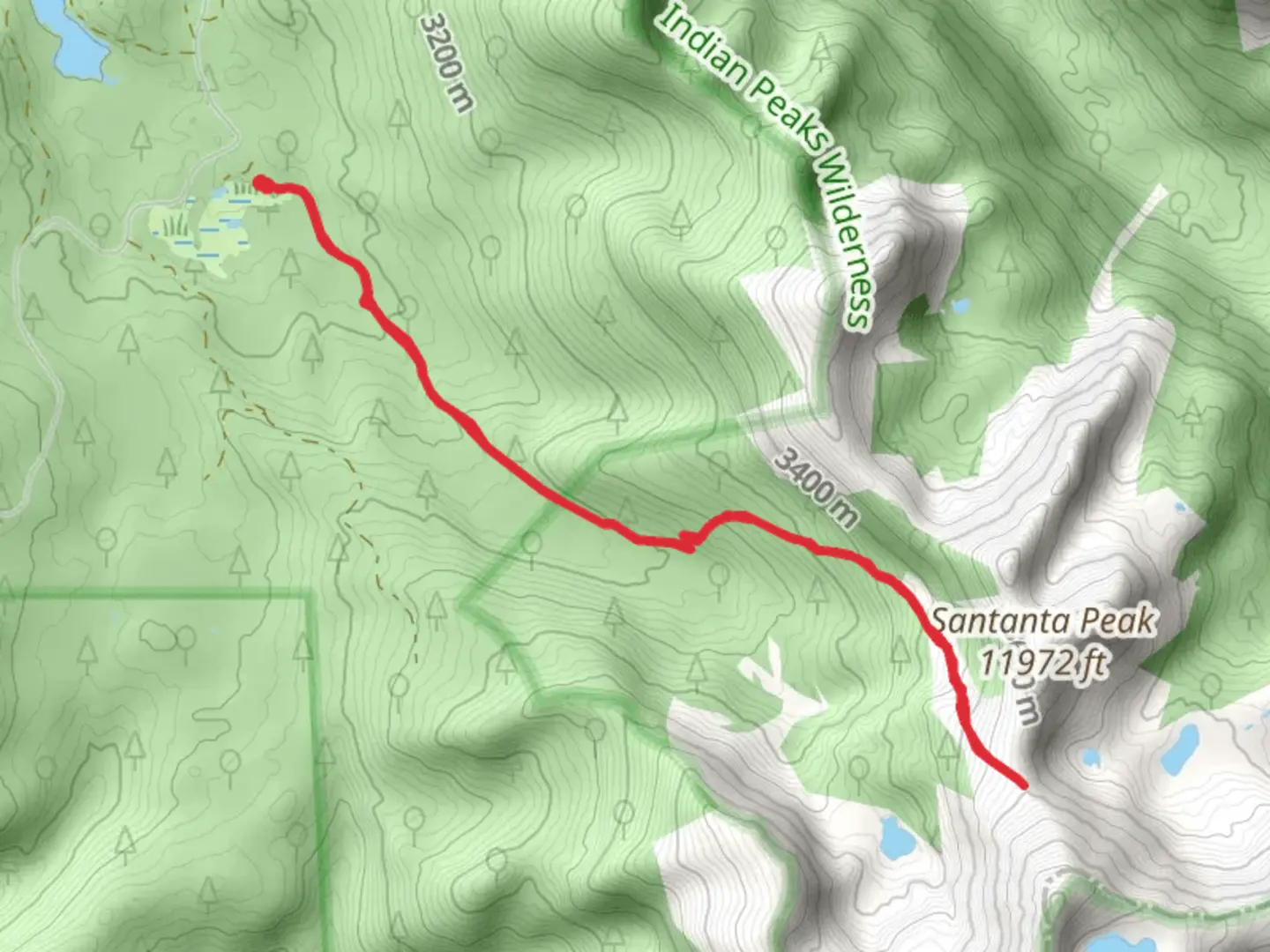 An image depicting the trail Santana Peak via Meadow Creek and its surrounding area.