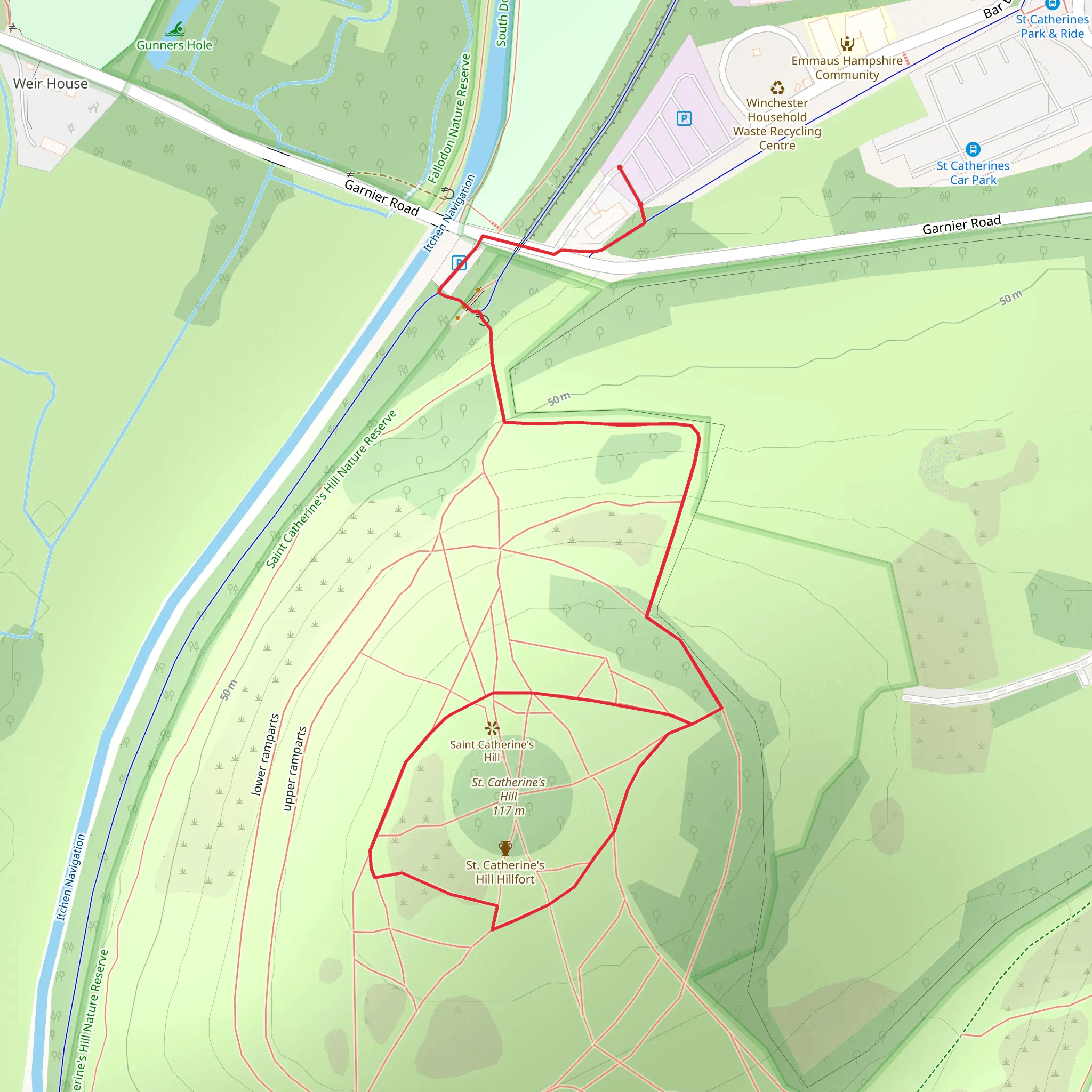 St Catherine's Hill Winchester Loop mobile static map