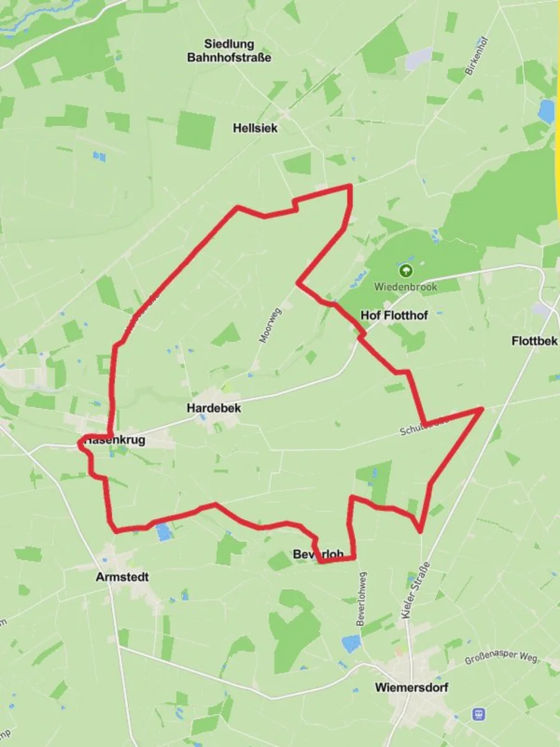 An image depicting the trail Hasenkrug Loop and its surrounding area.