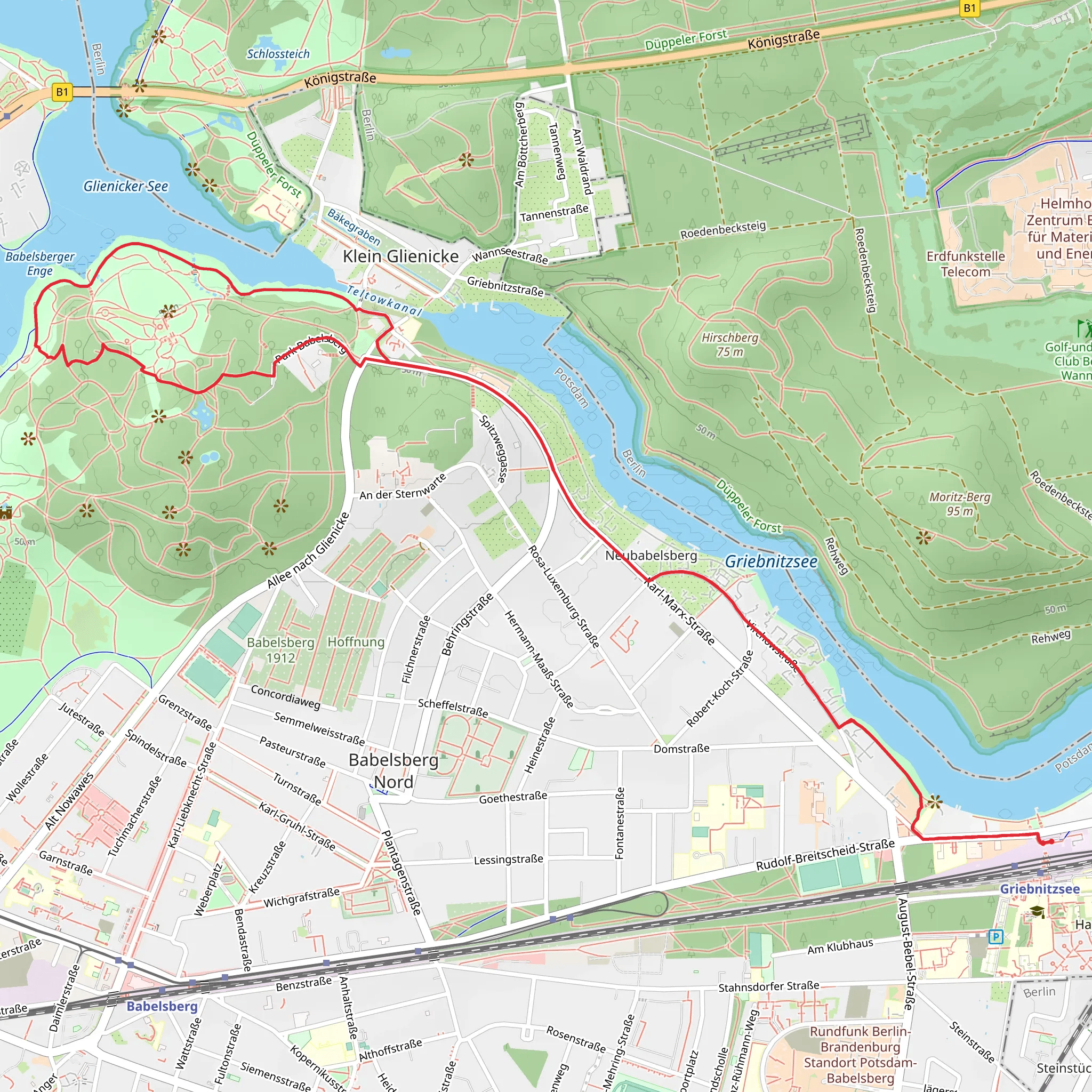 Schloss Babelsberg Loop mobile static map