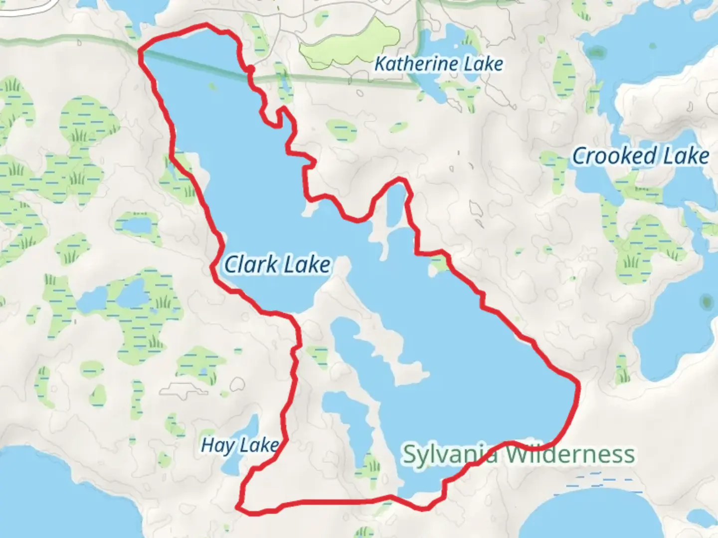 An image depicting the trail Clark Lake and Glimmerglass Lake Loop and its surrounding area.