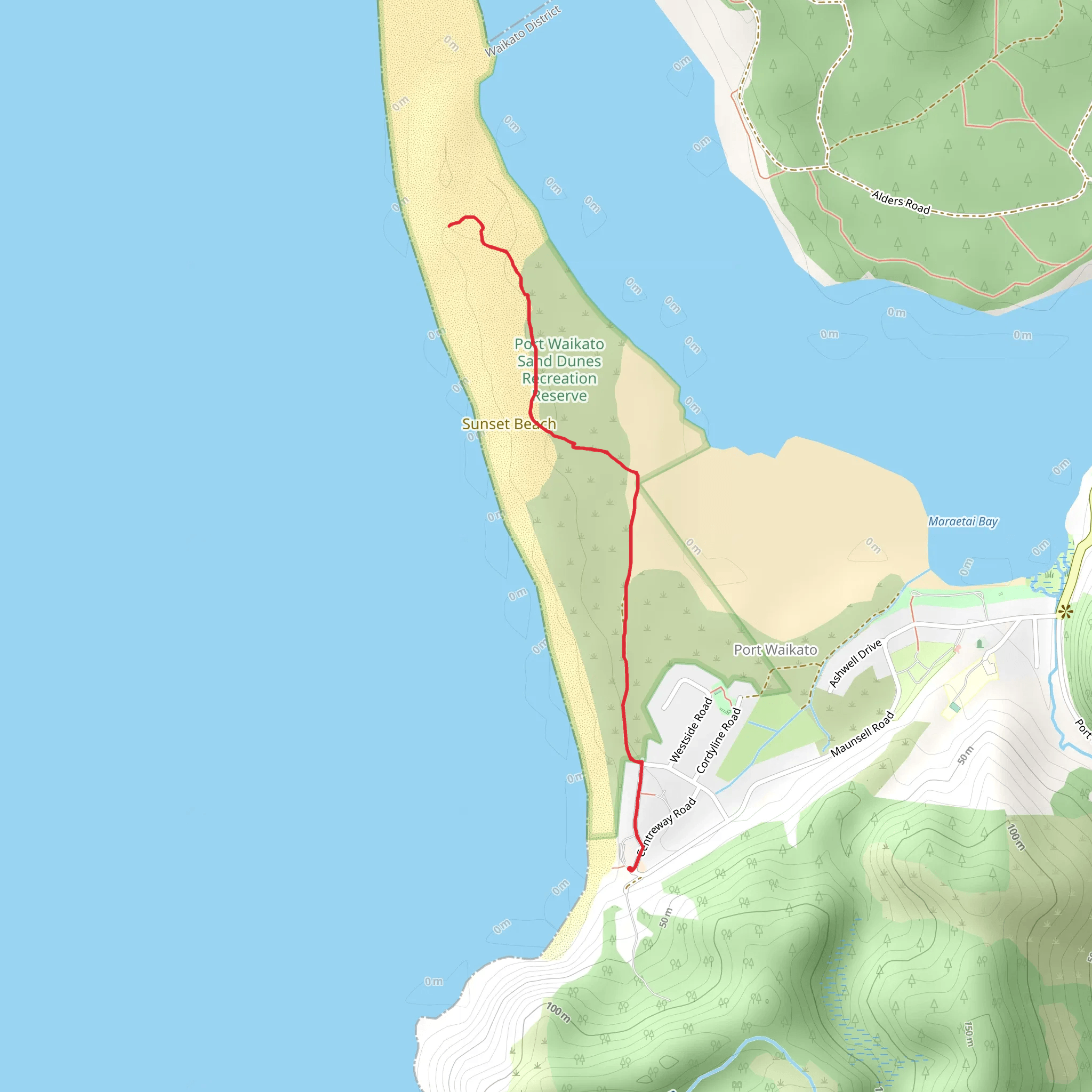 Port Waikato Dunes Walk mobile static map