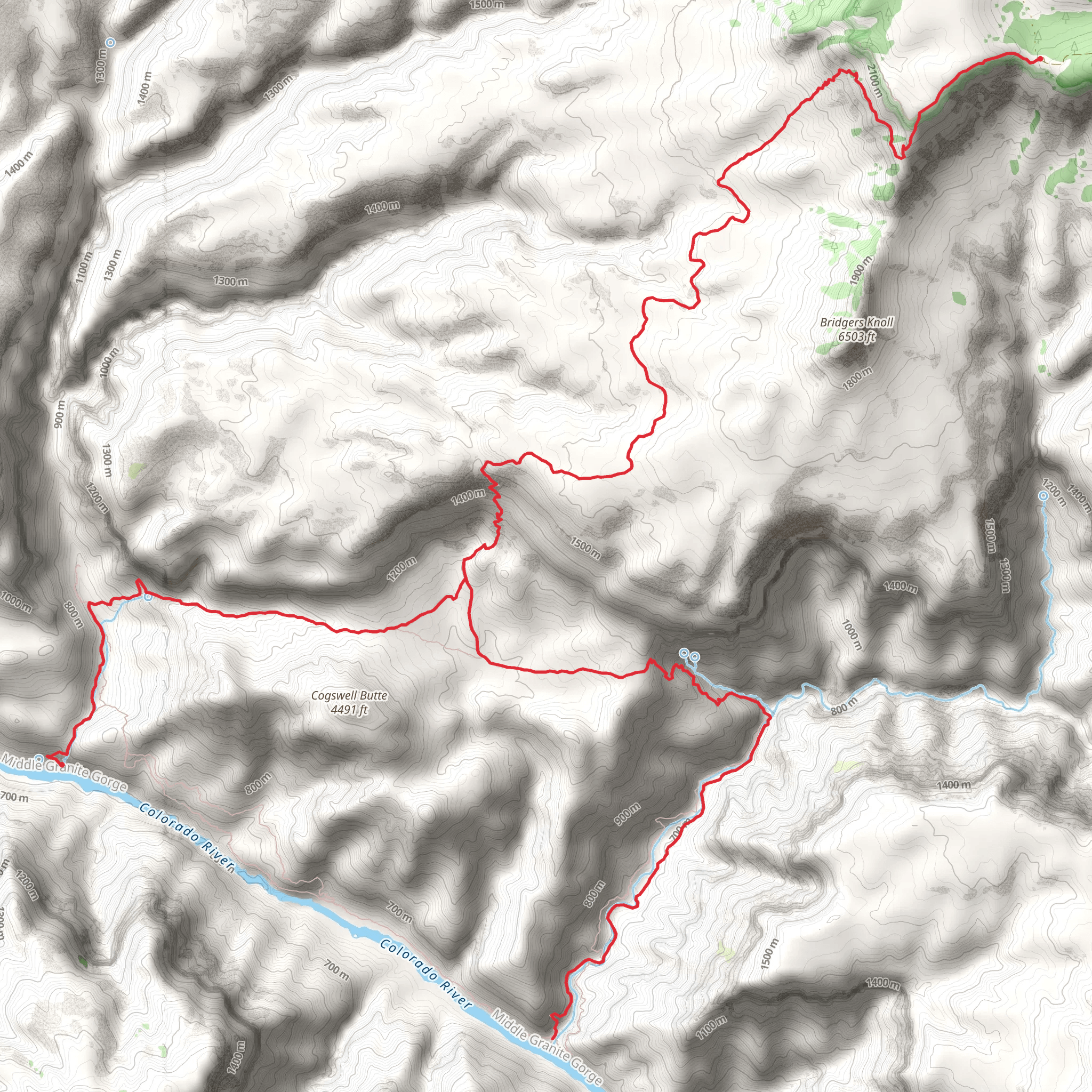 Bill Hall Trail to Tapeats Creek Trail mobile static map