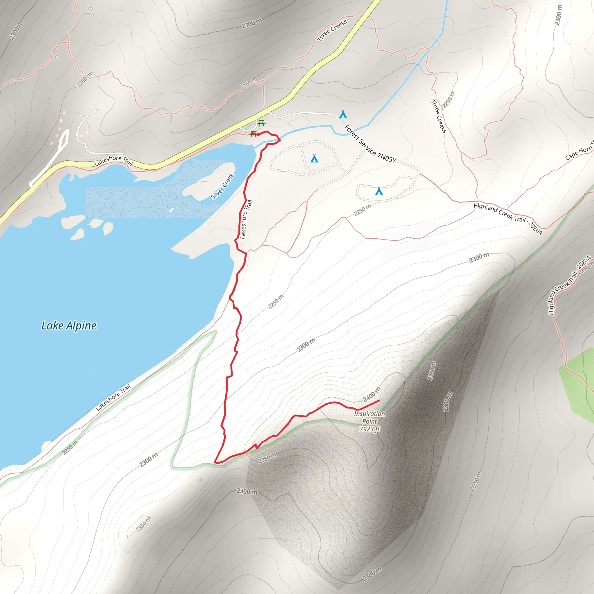 Inspiration Point via Lake Alpine mobile static map