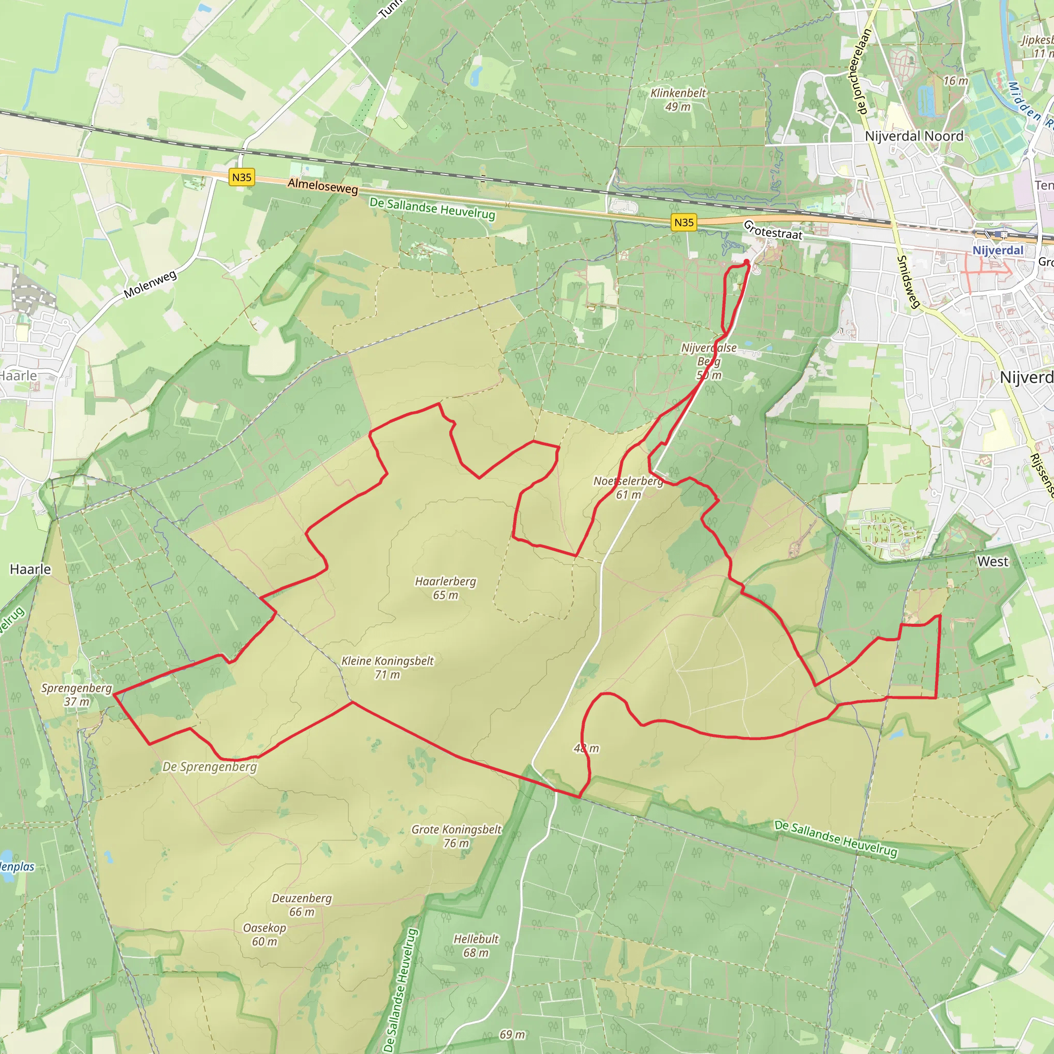 Koningsbelt, Sprengenberg and Hexelerbosch Loop mobile static map