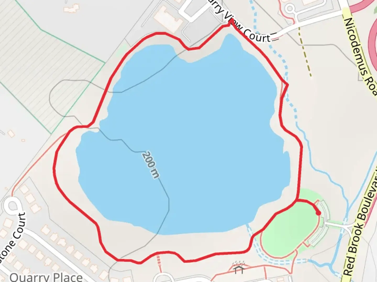 An image depicting the trail Red Brook Boulevard Loop and its surrounding area.